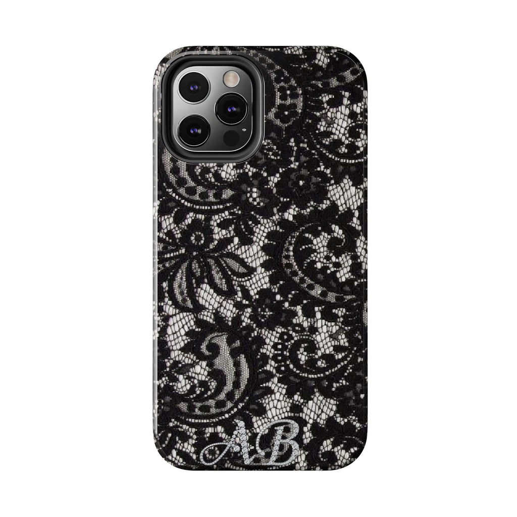 Hand-Bedazzled Initials Lace iPhone Case