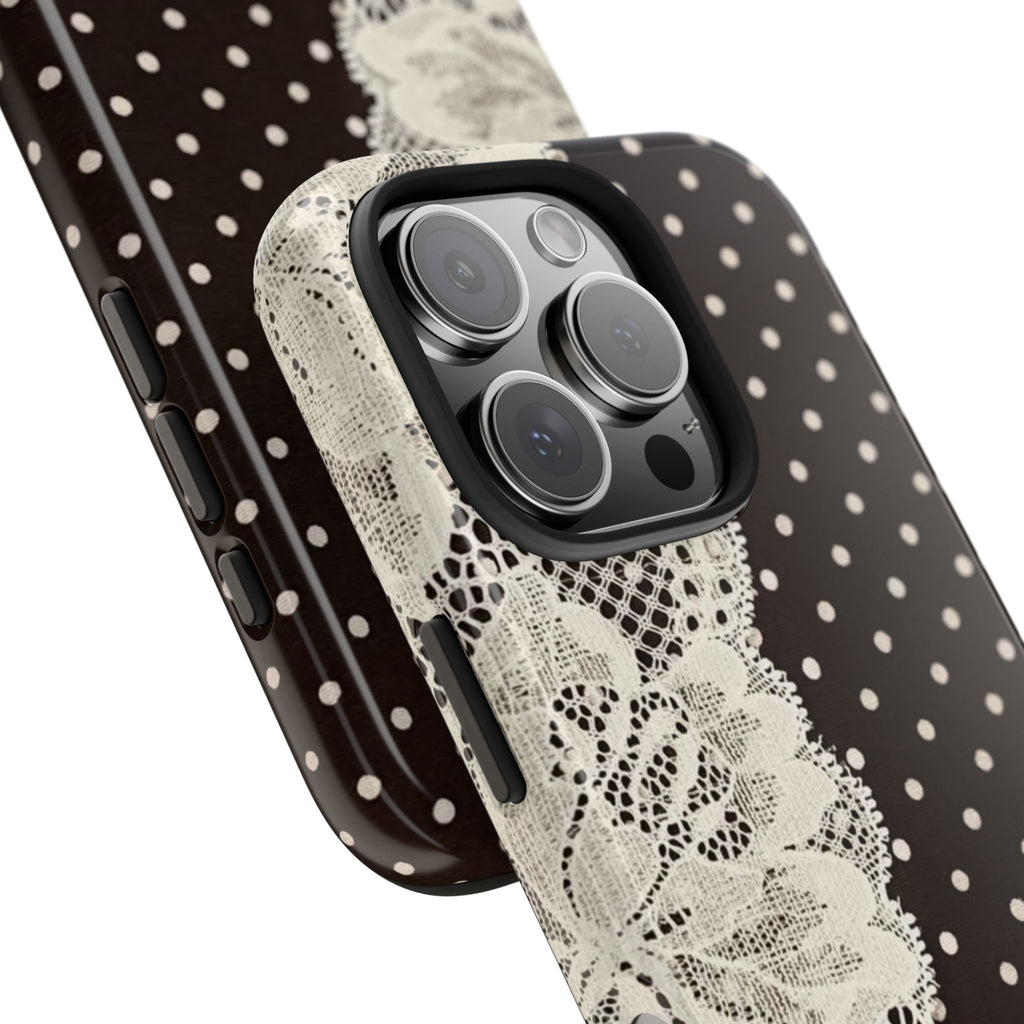 Brown Polka Dot Lace iPhone Case