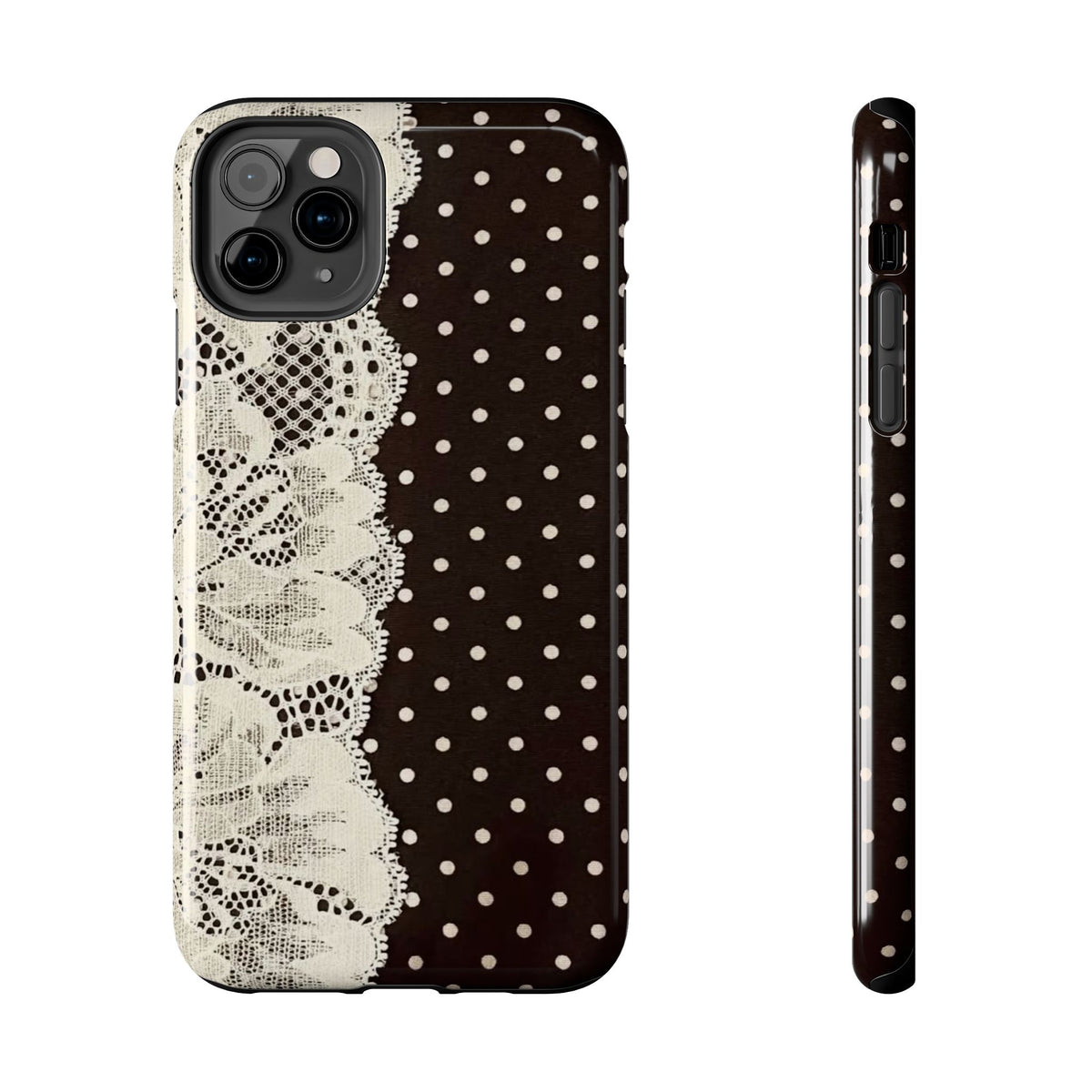 Brown Polka Dot Lace iPhone Case