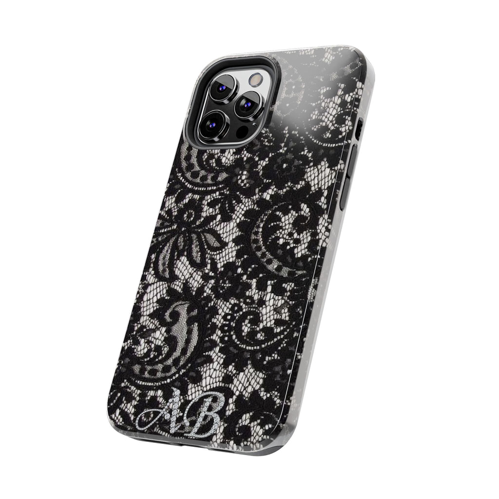 Hand-Bedazzled Initials Lace iPhone Case