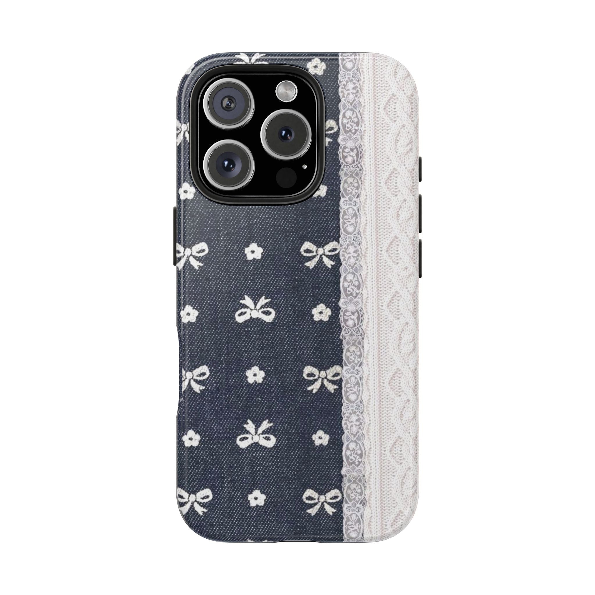 Denim Bow with Side Lace iPhone Case
