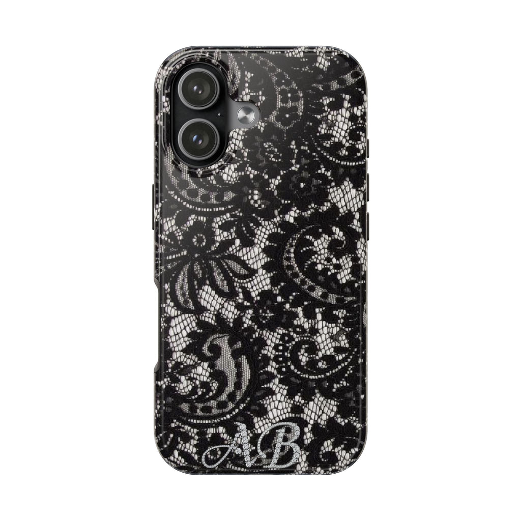 Hand-Bedazzled Initials Lace iPhone Case