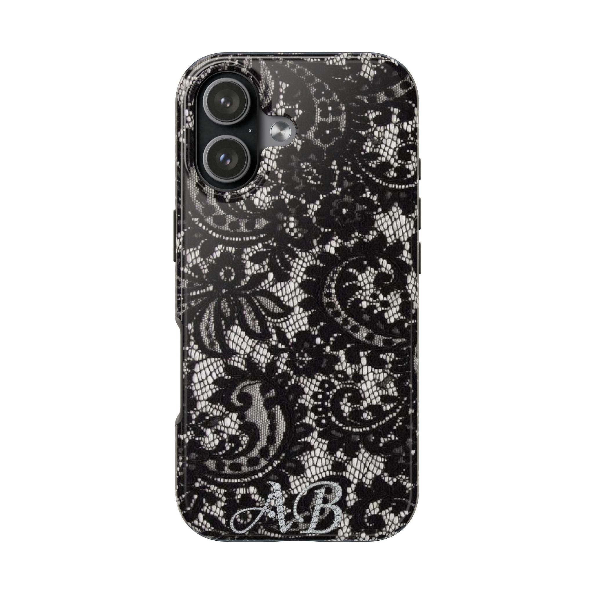 Hand-Bedazzled Initials Lace iPhone Case