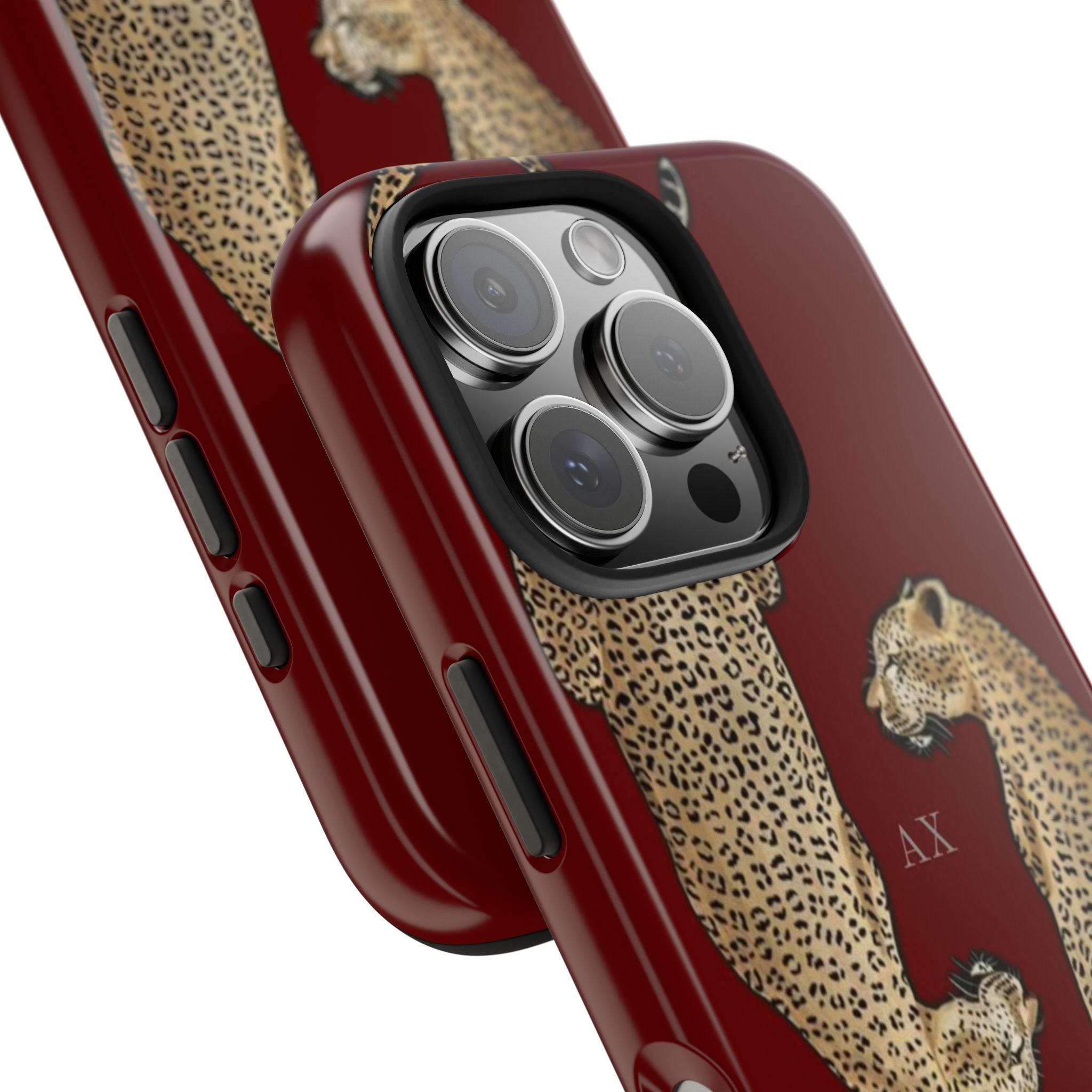 Red Mirrored Leopard iPhone Case- Customizable