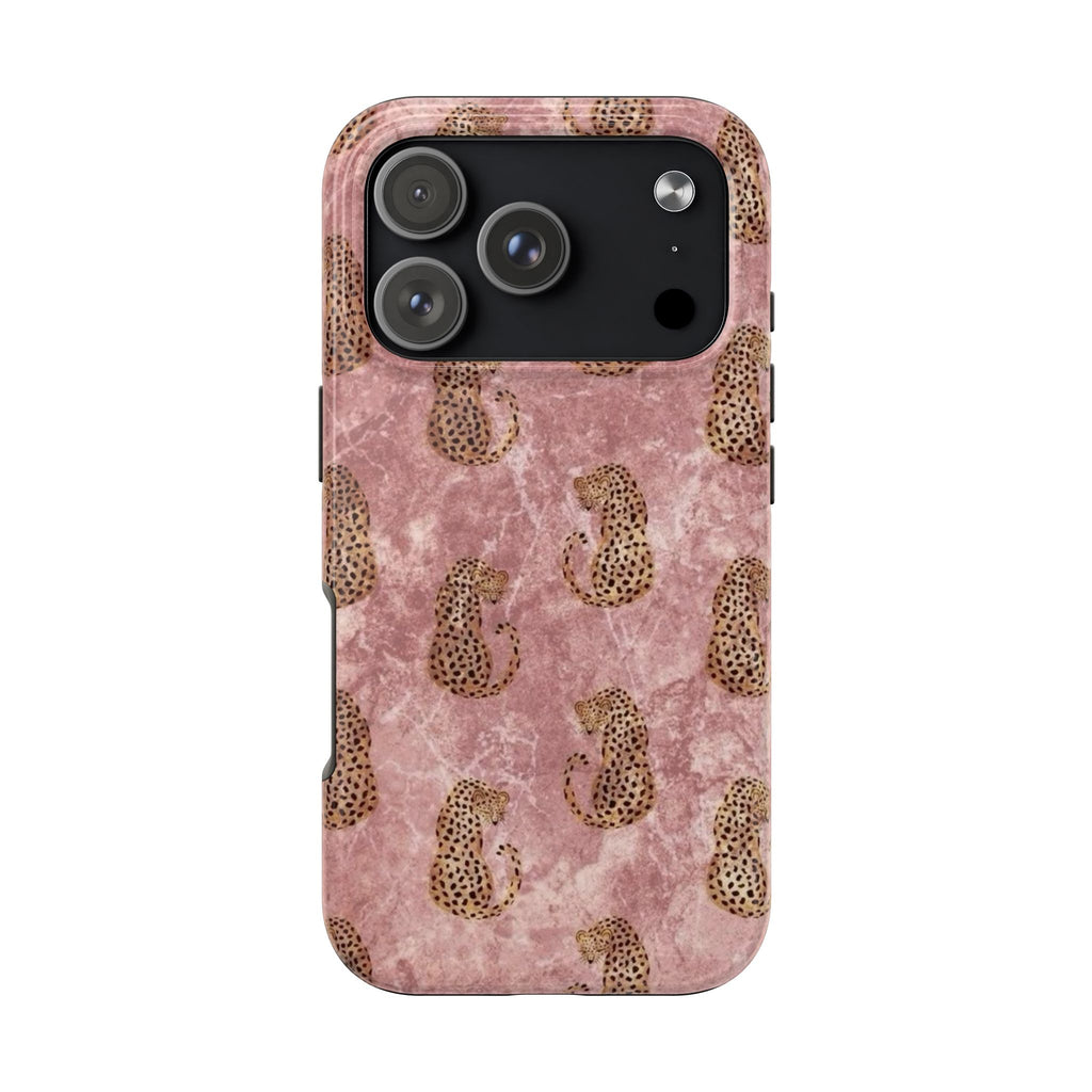 Pink Marble Leopard iPhone Case