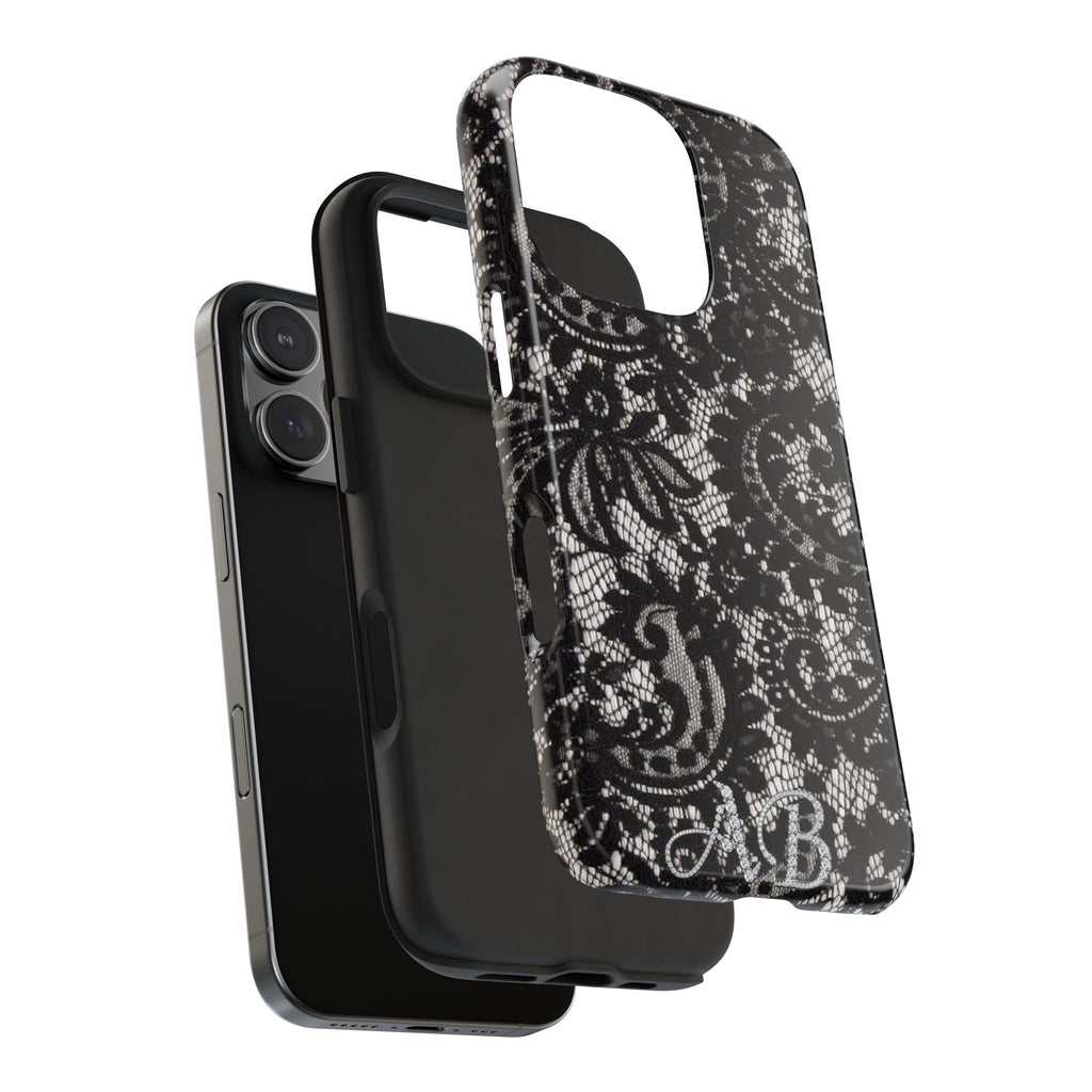 Hand-Bedazzled Initials Lace iPhone Case