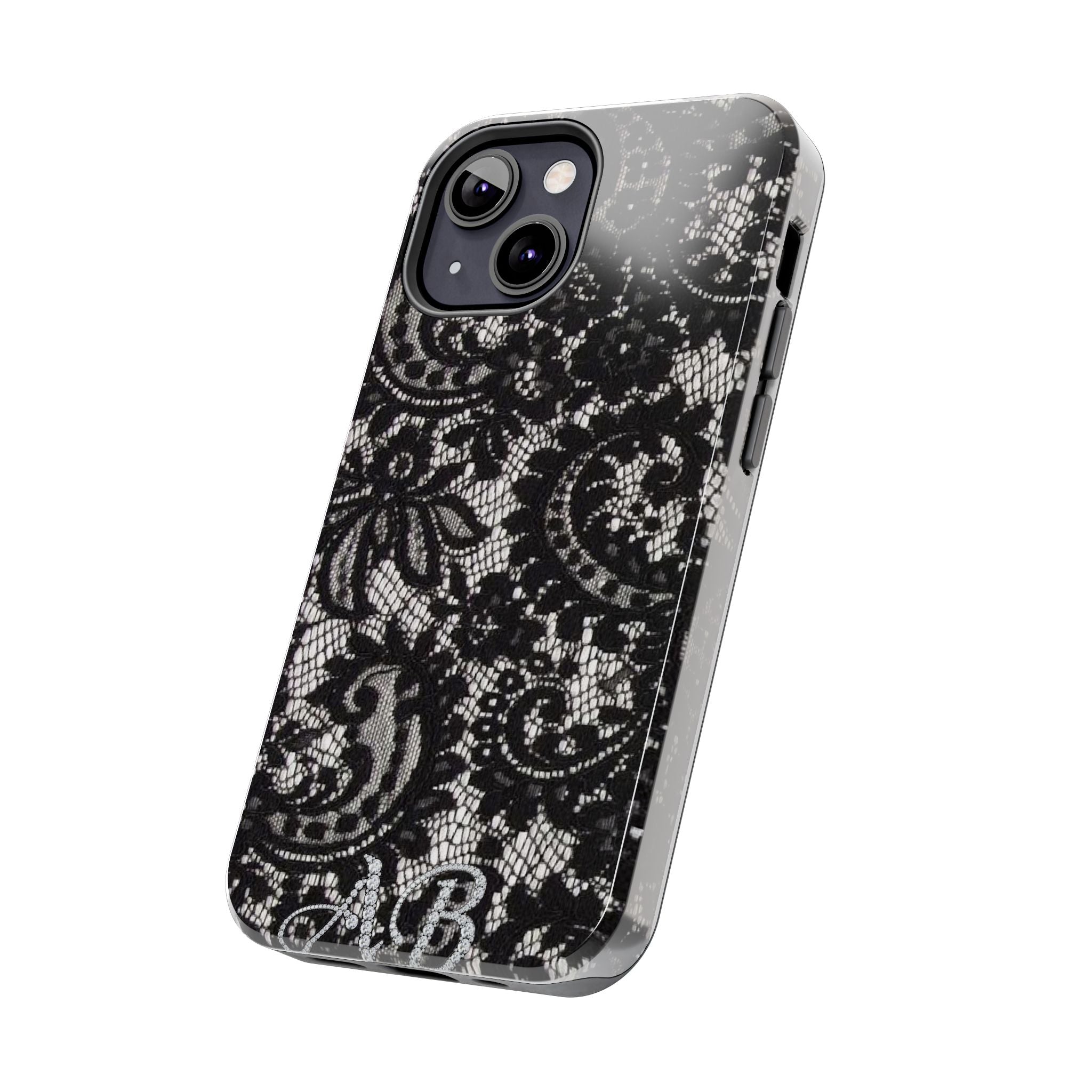 Hand-Bedazzled Initials Lace iPhone Case