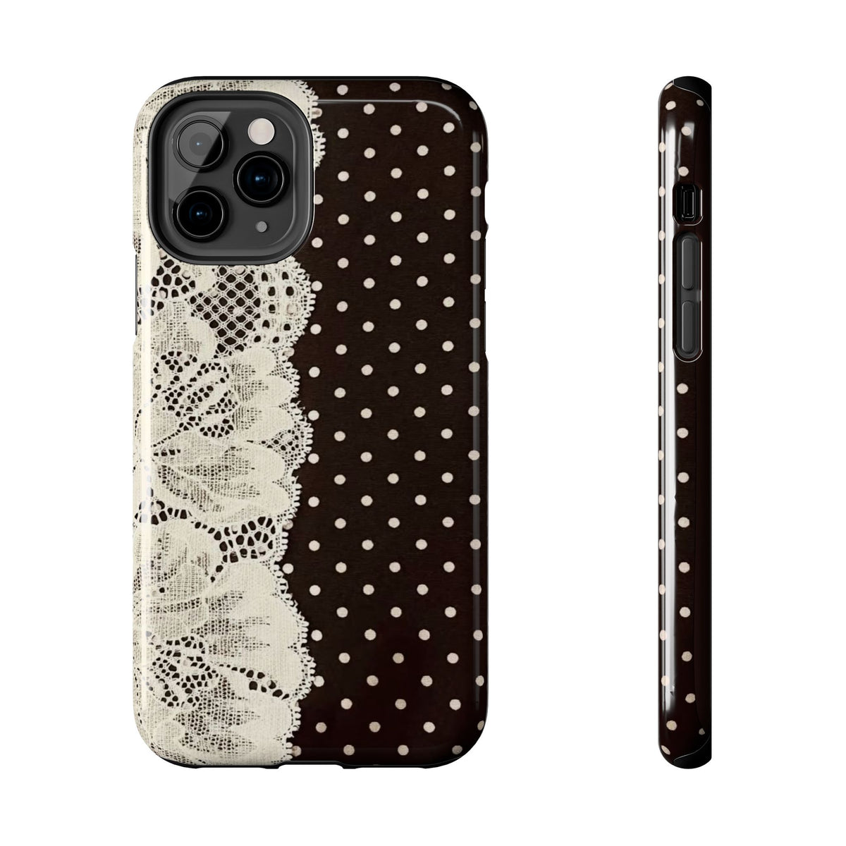 Brown Polka Dot Lace iPhone Case
