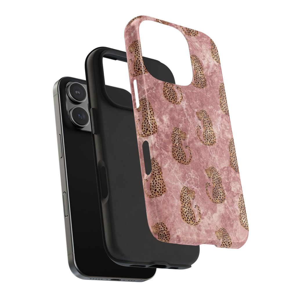 Pink Marble Leopard iPhone Case