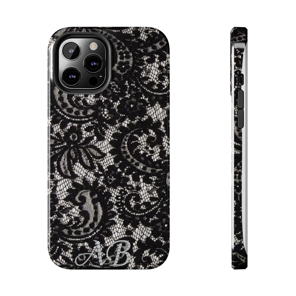 Hand-Bedazzled Initials Lace iPhone Case