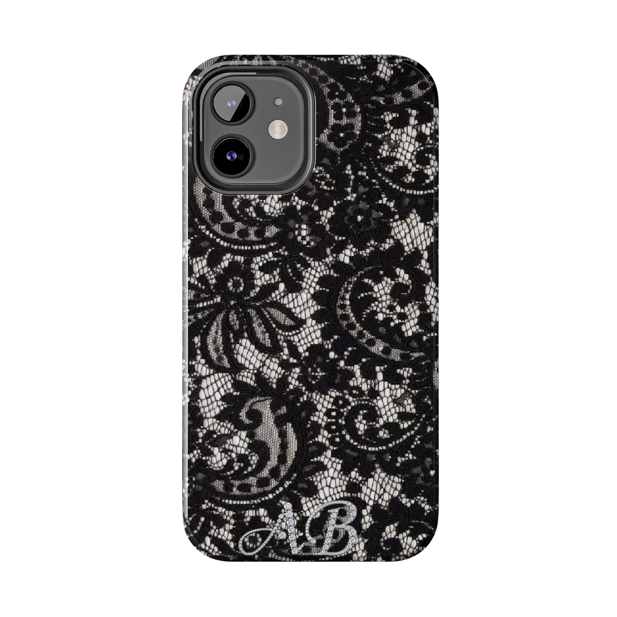 Hand-Bedazzled Initials Lace iPhone Case