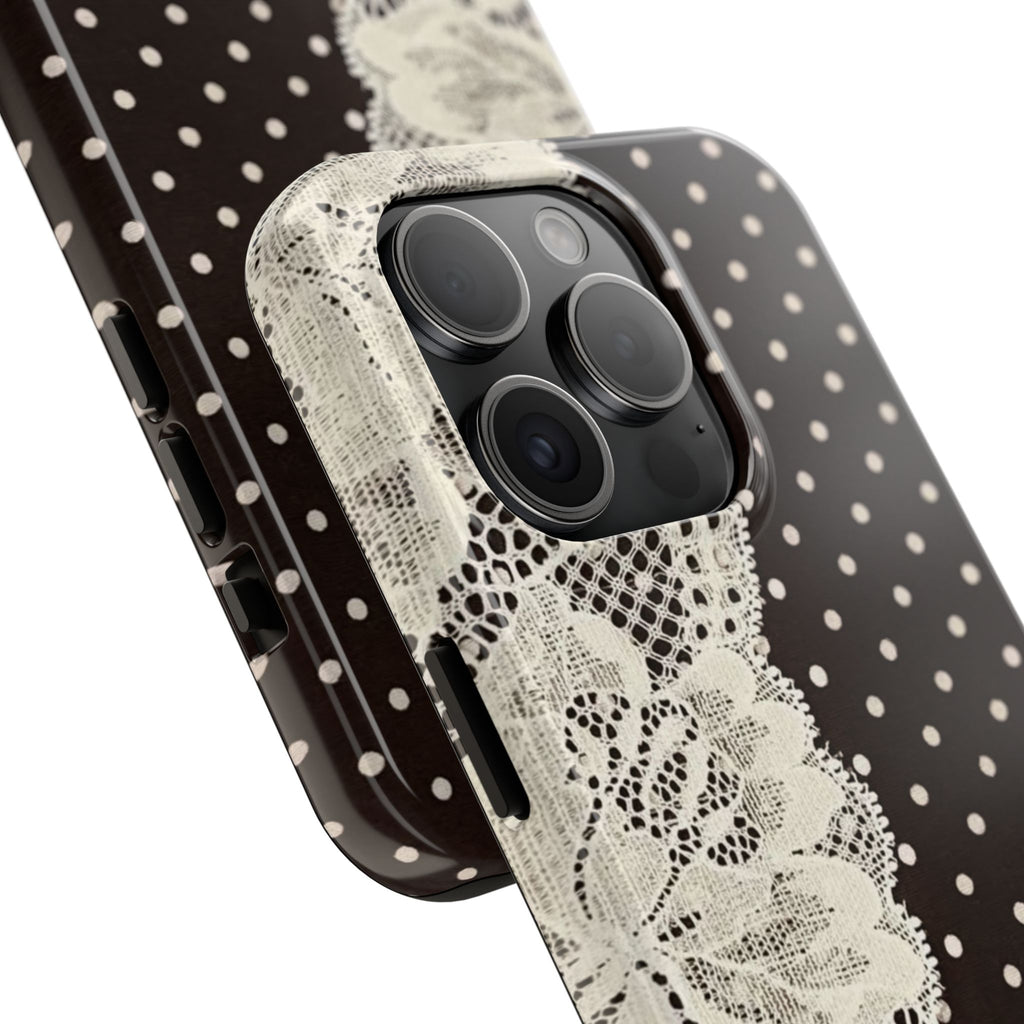 Brown Polka Dot Lace iPhone Case