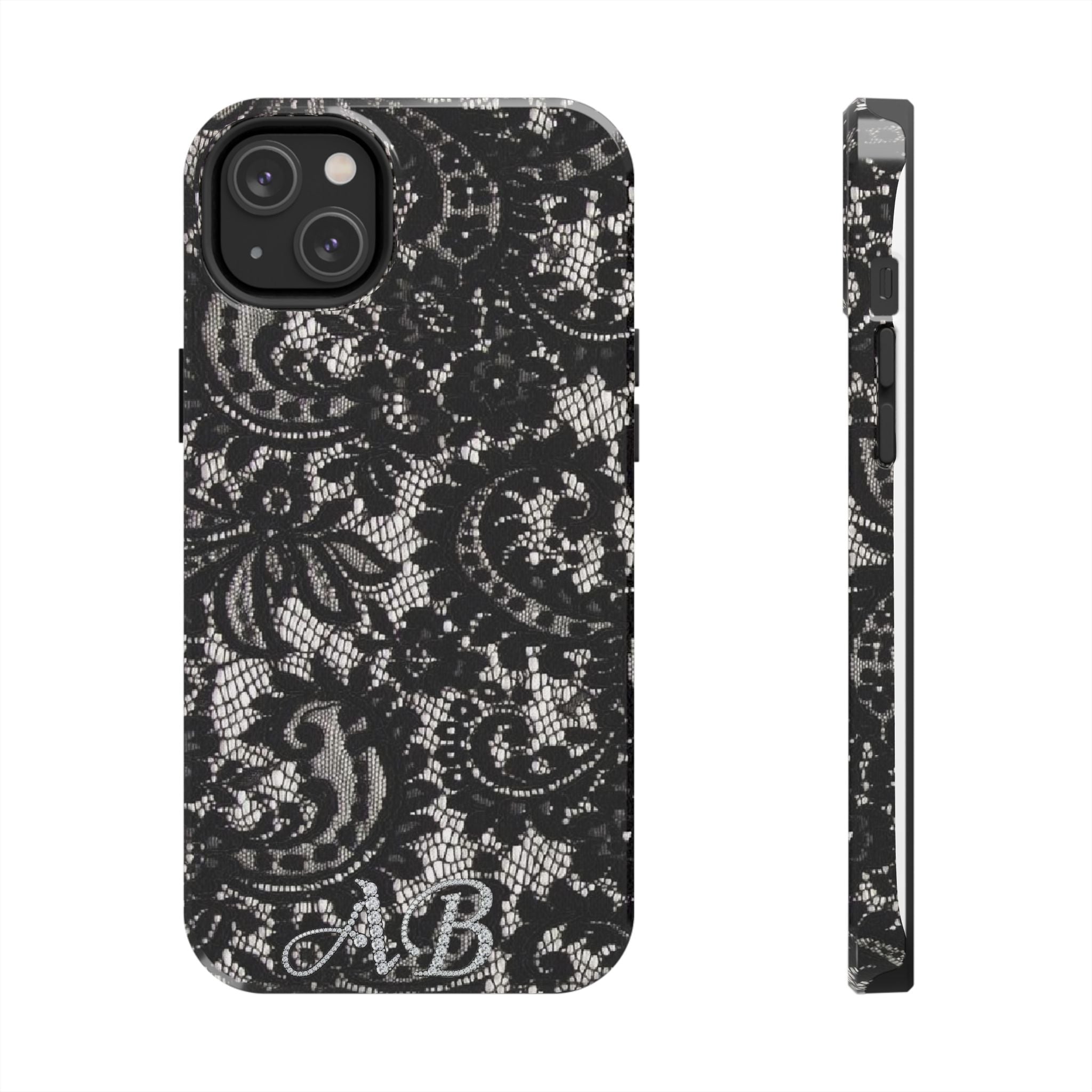Hand-Bedazzled Initials Lace iPhone Case
