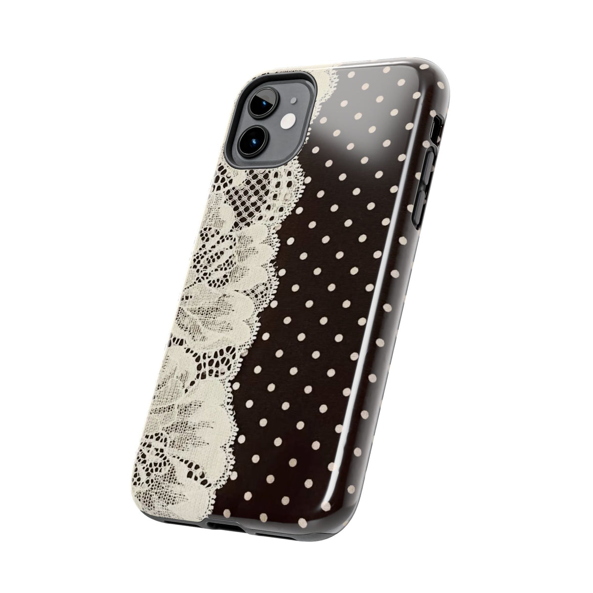 Brown Polka Dot Lace iPhone Case