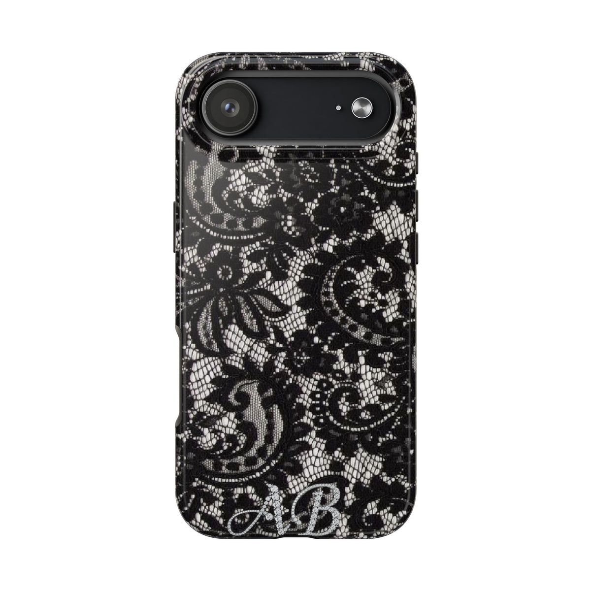 Hand-Bedazzled Initials Lace iPhone Case