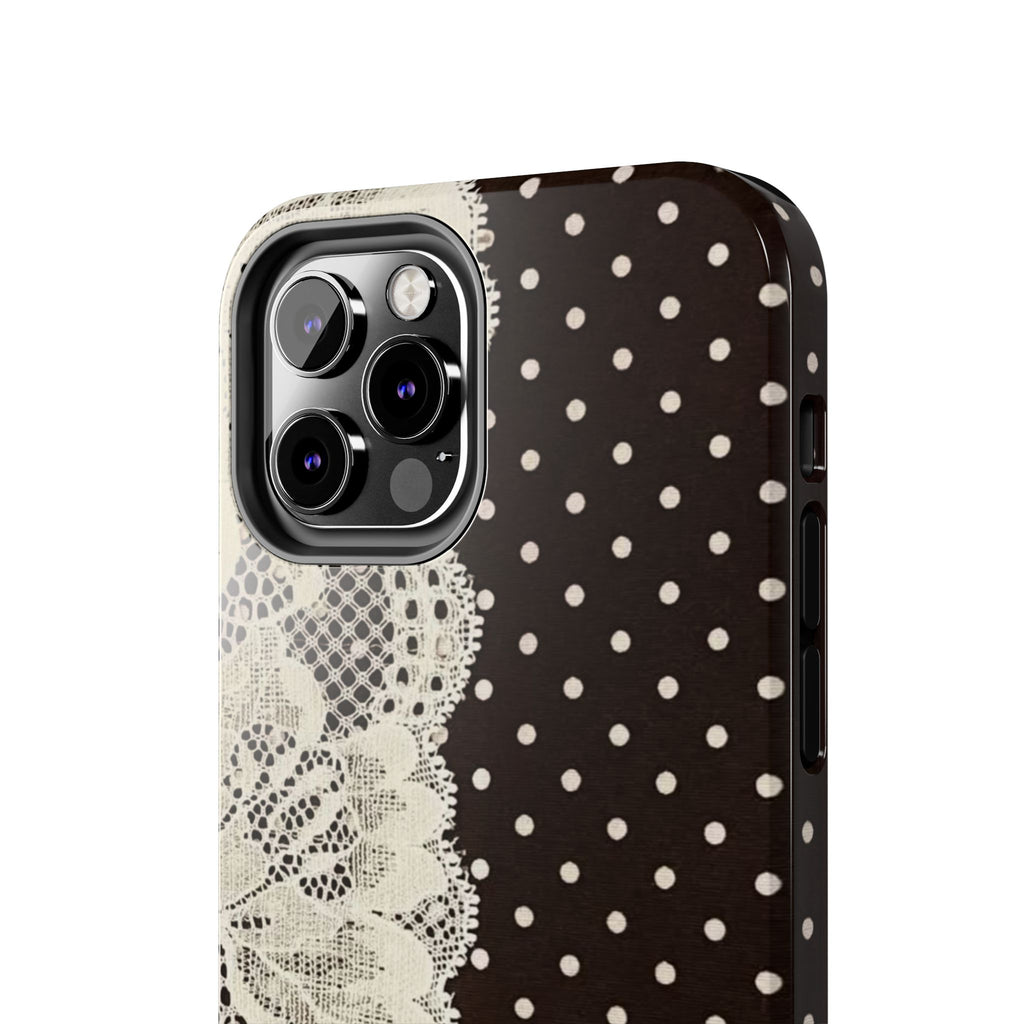 Brown Polka Dot Lace iPhone Case