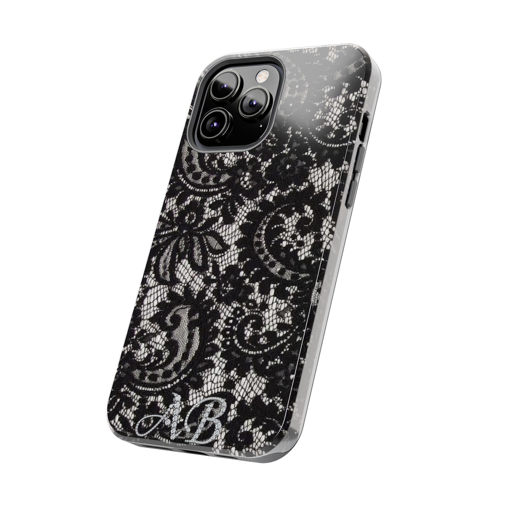 Hand-Bedazzled Initials Lace iPhone Case