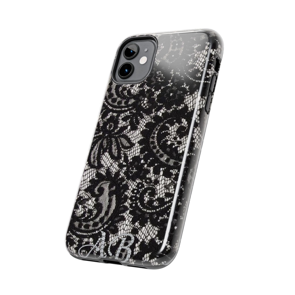 Hand-Bedazzled Initials Lace iPhone Case