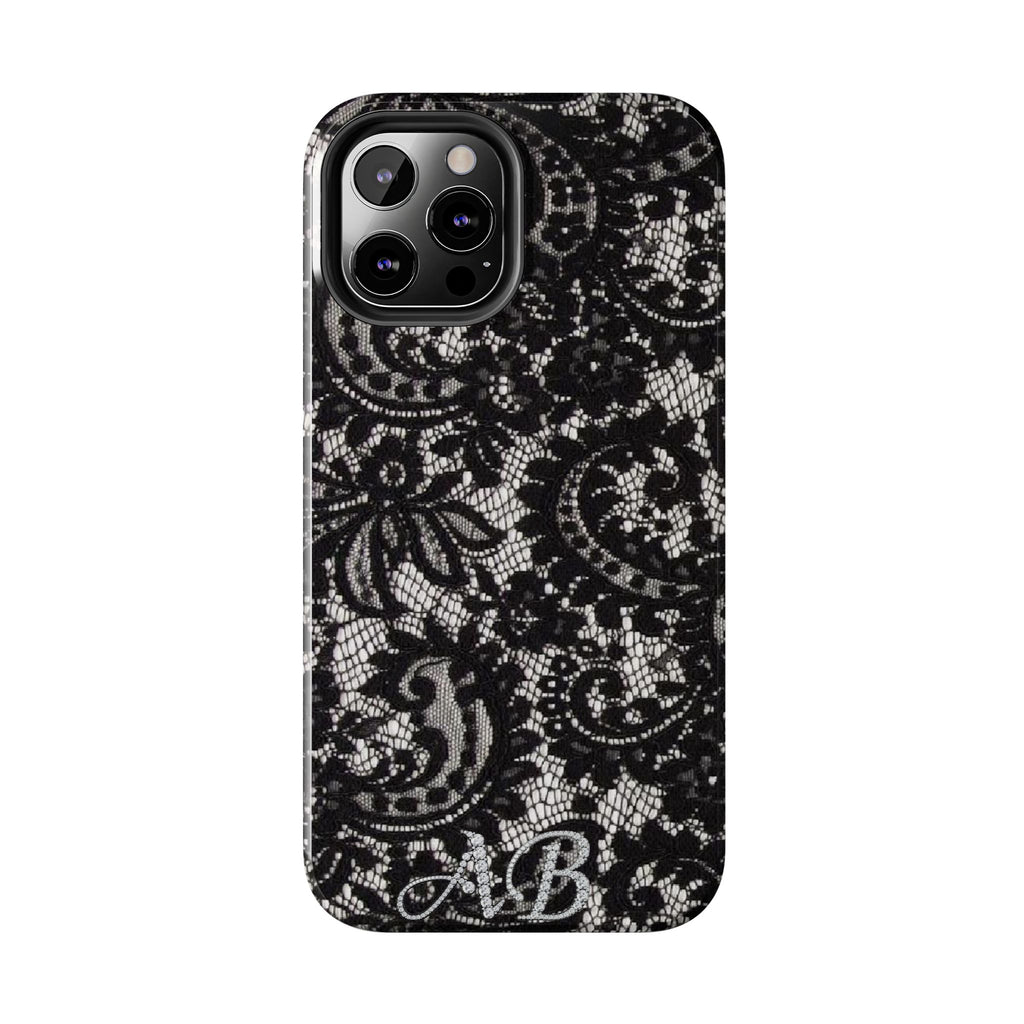 Hand-Bedazzled Initials Lace iPhone Case