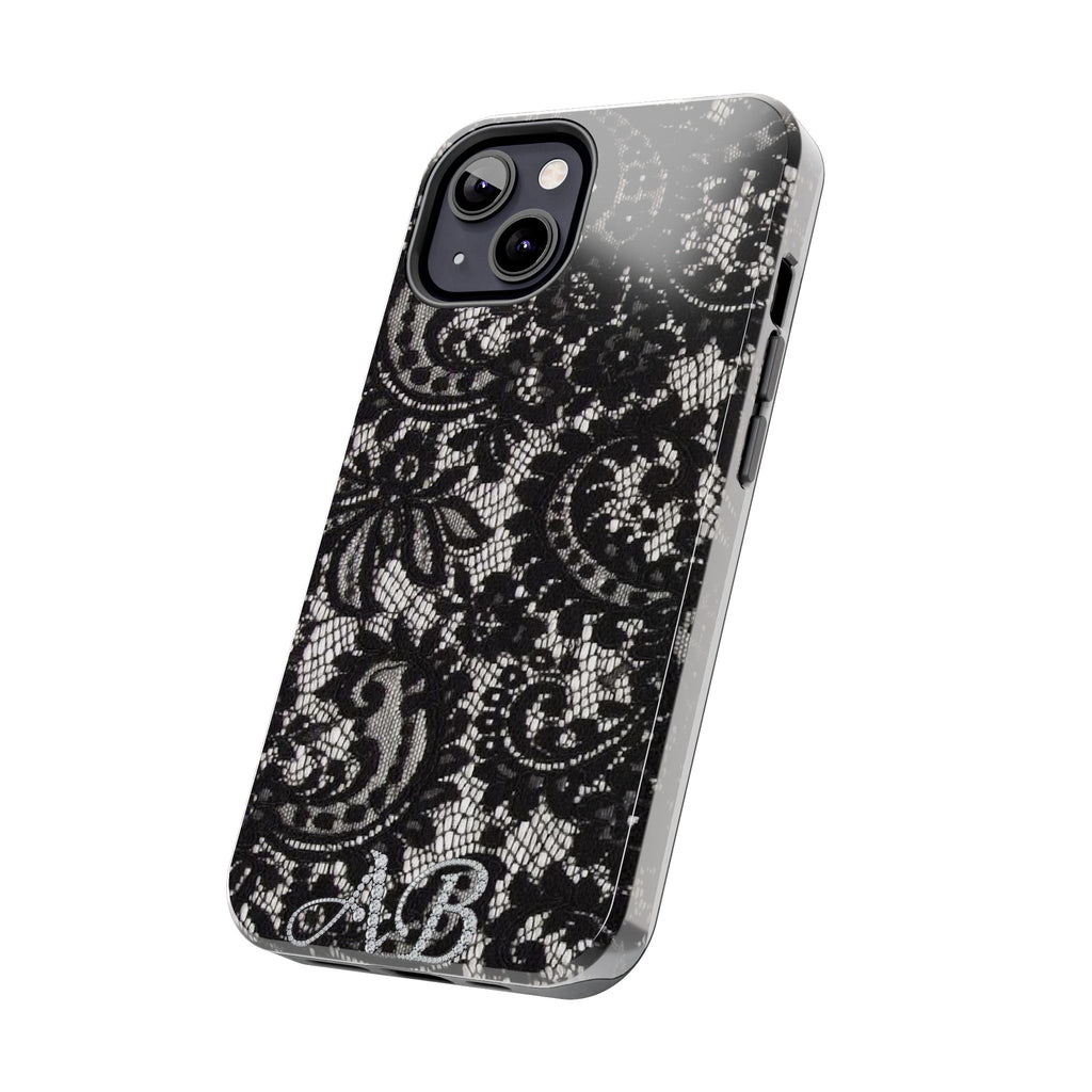 Hand-Bedazzled Initials Lace iPhone Case