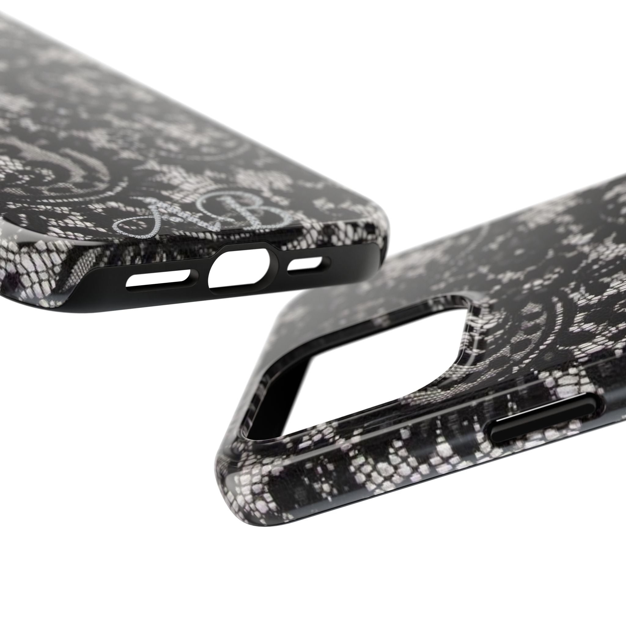 Hand-Bedazzled Initials Lace iPhone Case