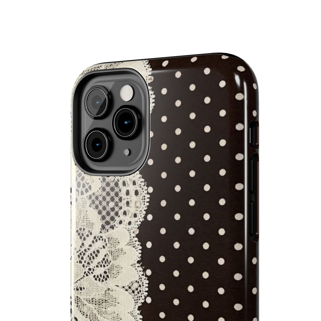 Brown Polka Dot Lace iPhone Case