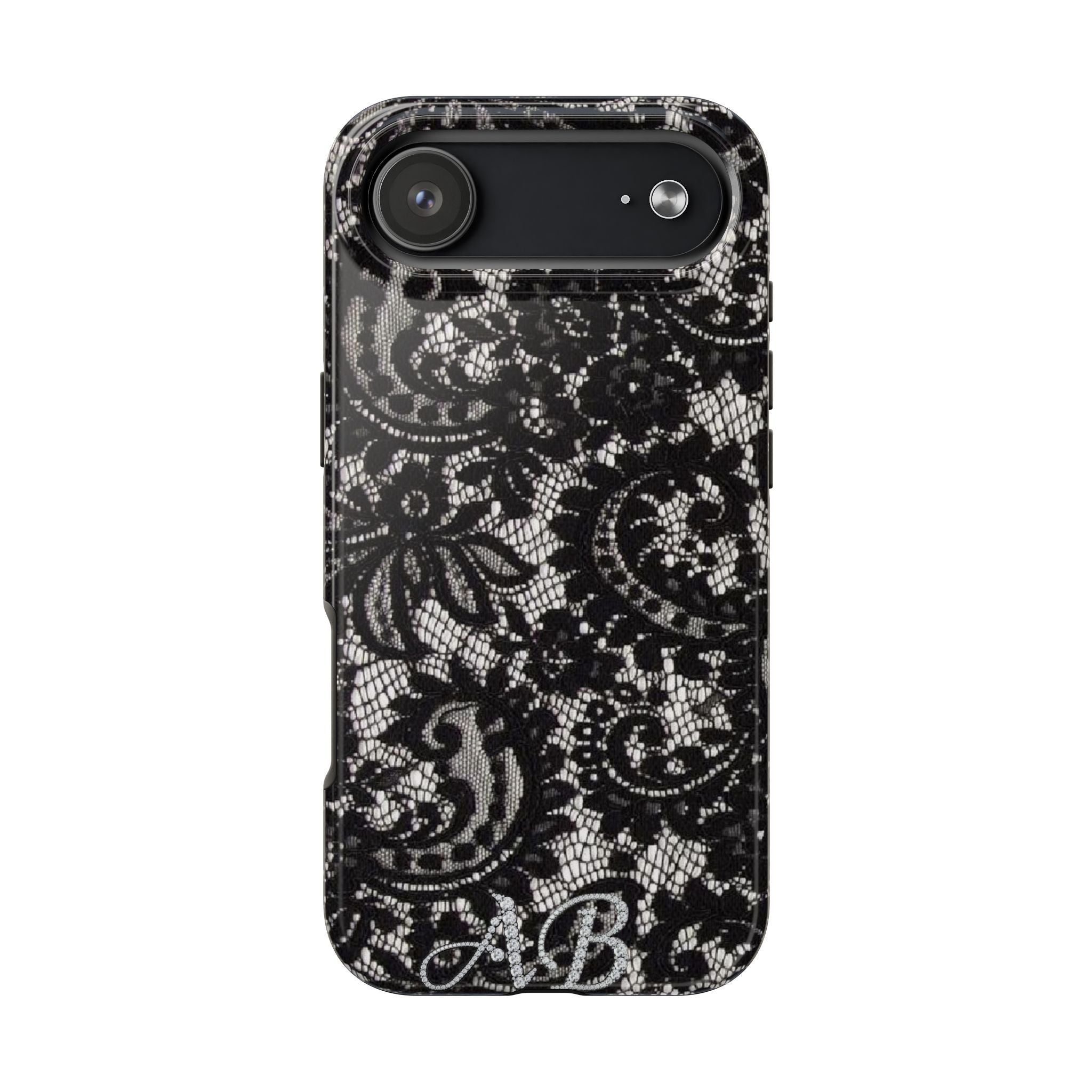 Hand-Bedazzled Initials Lace iPhone Case