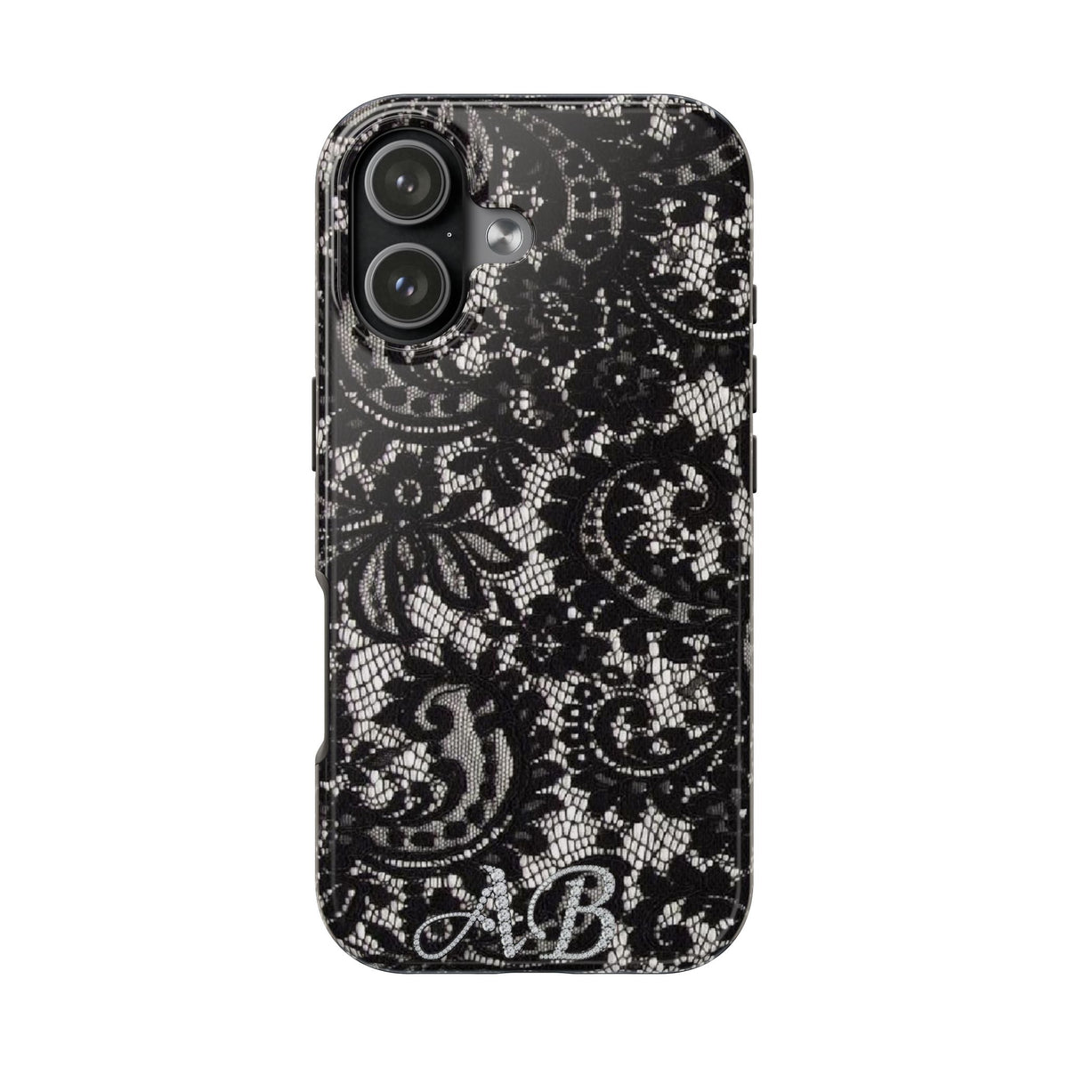 Hand-Bedazzled Initials Lace iPhone Case