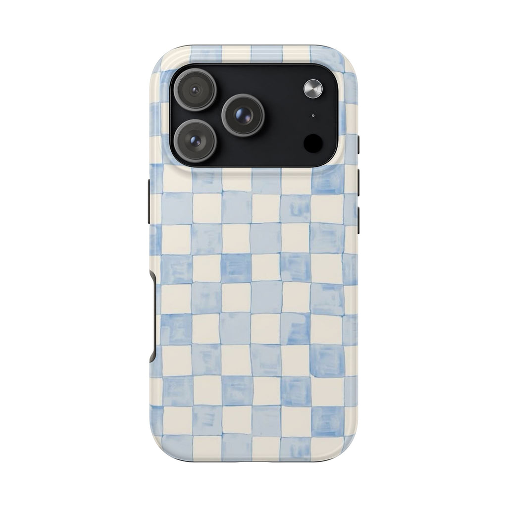Blue and White Checkered iPhone Case