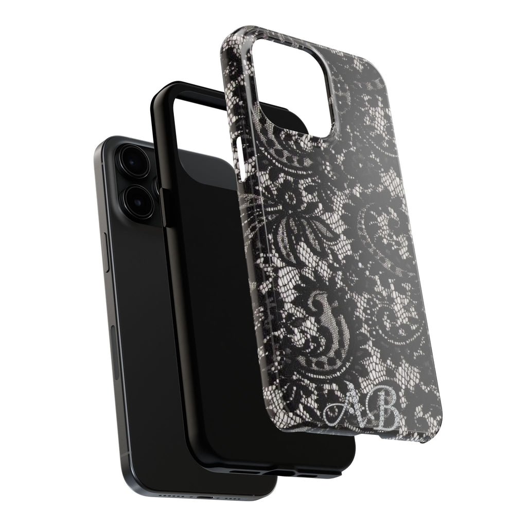 Hand-Bedazzled Initials Lace iPhone Case