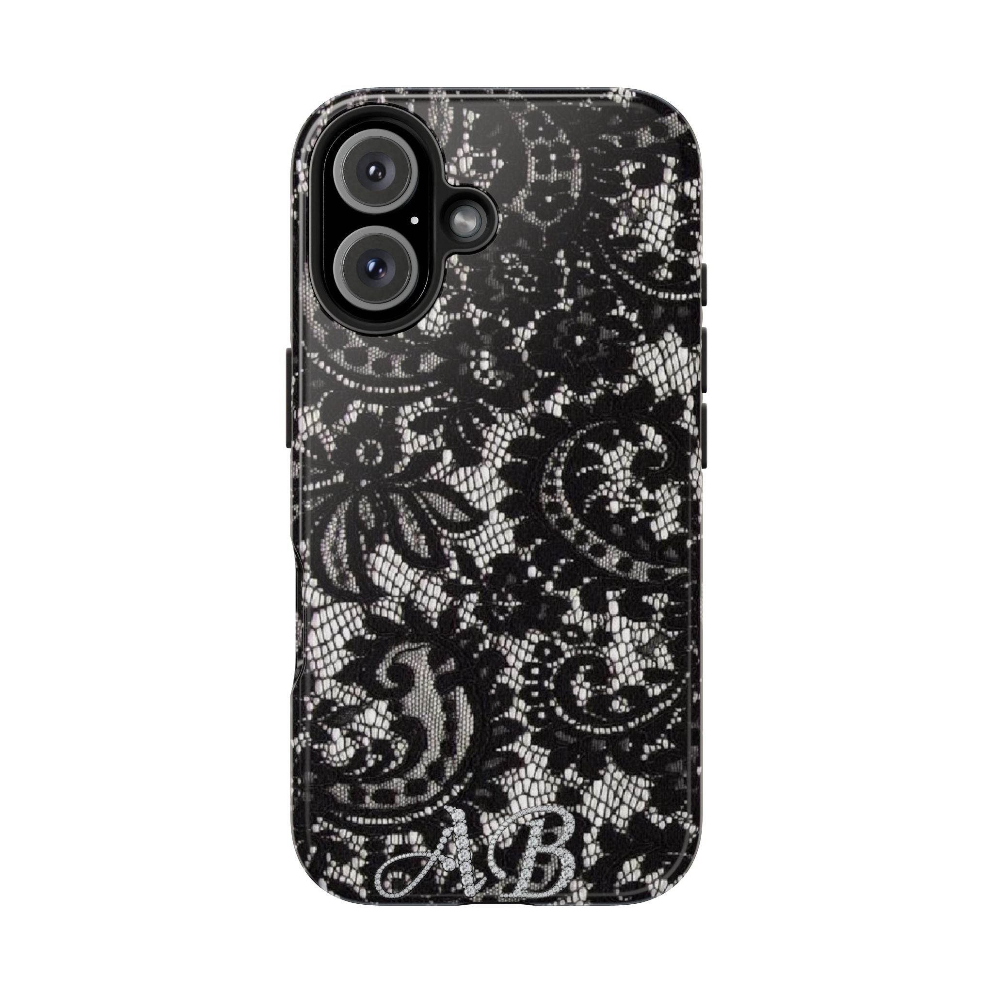 Hand-Bedazzled Initials Lace iPhone Case