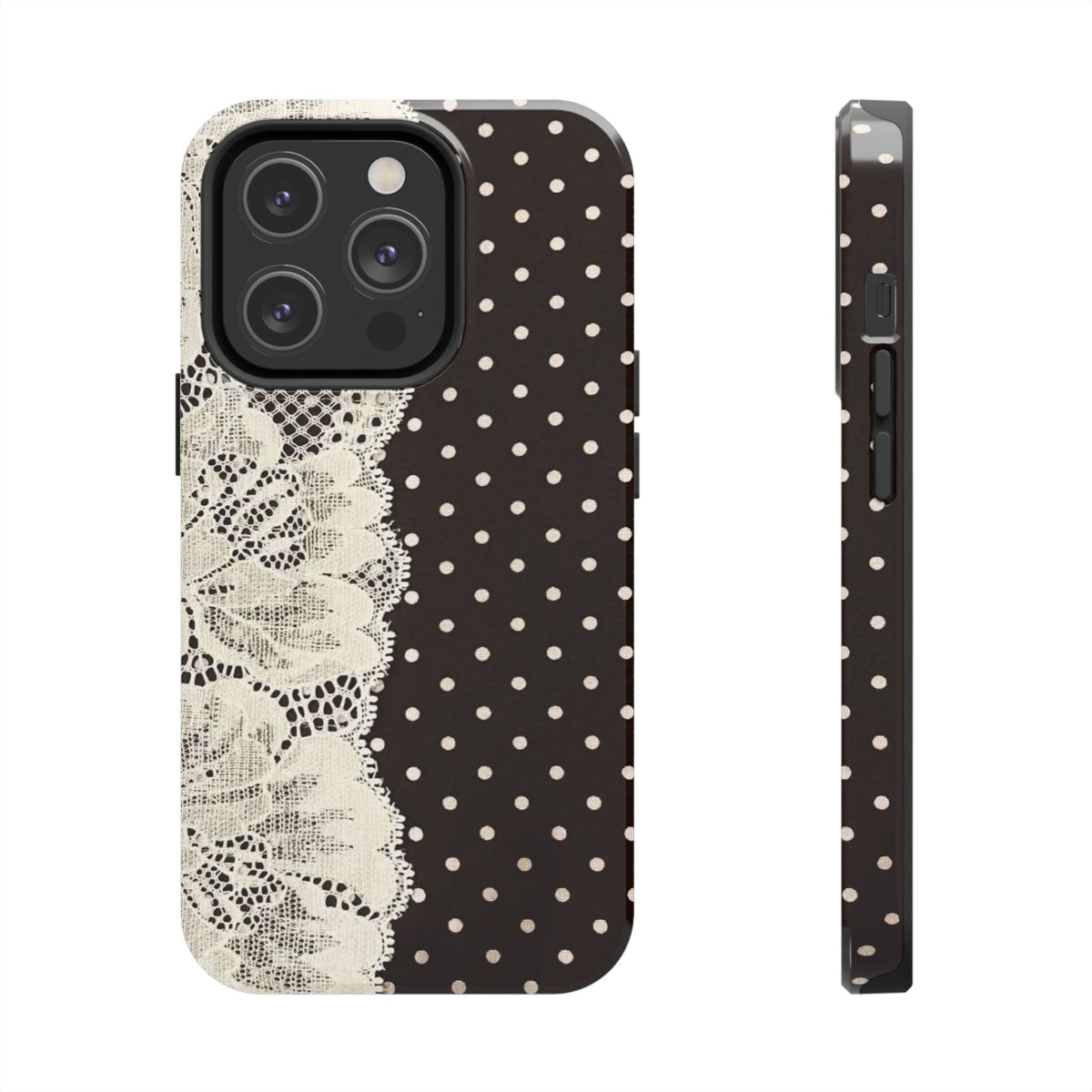 Brown Polka Dot Lace iPhone Case