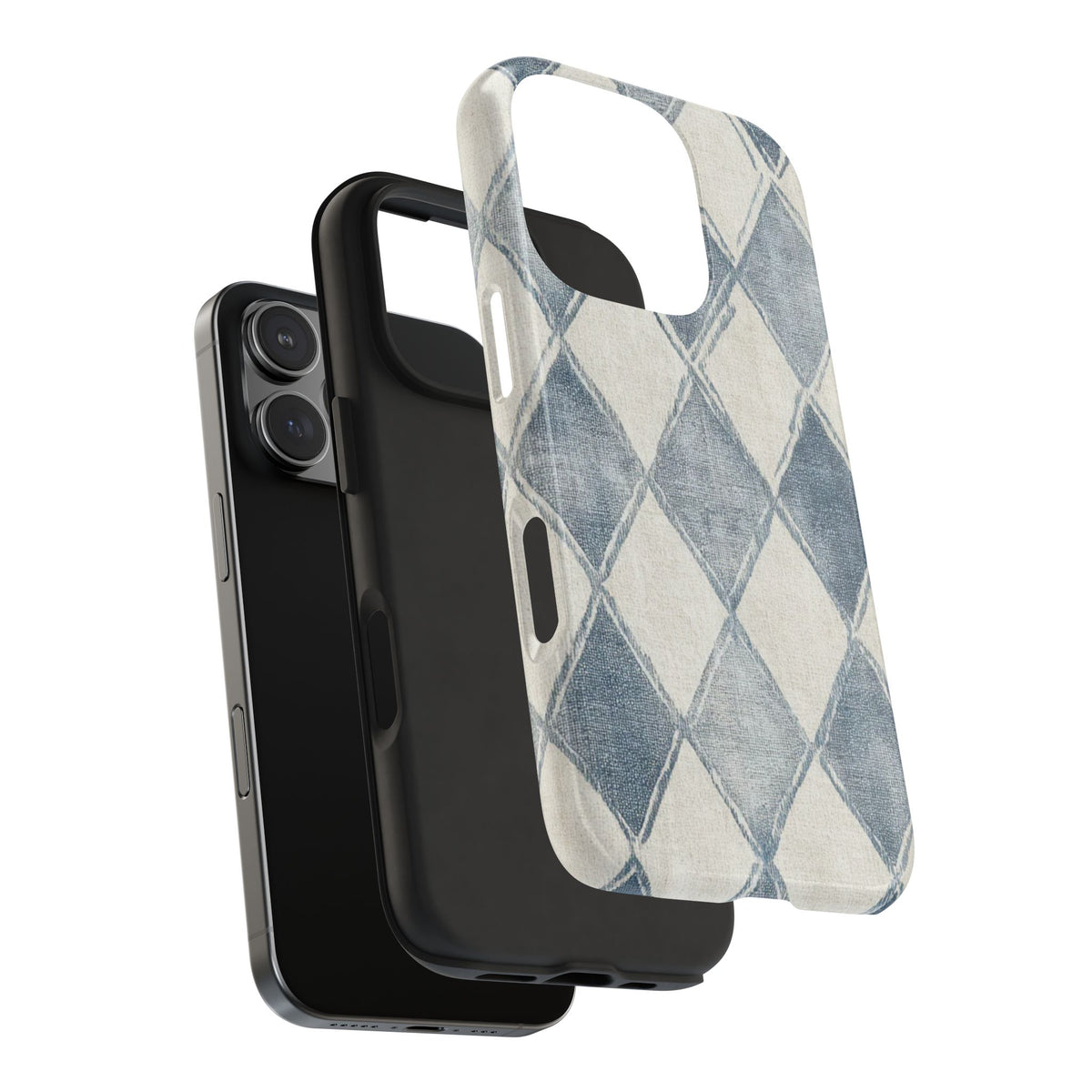 Blue and White Jean Diamond iPhone Case