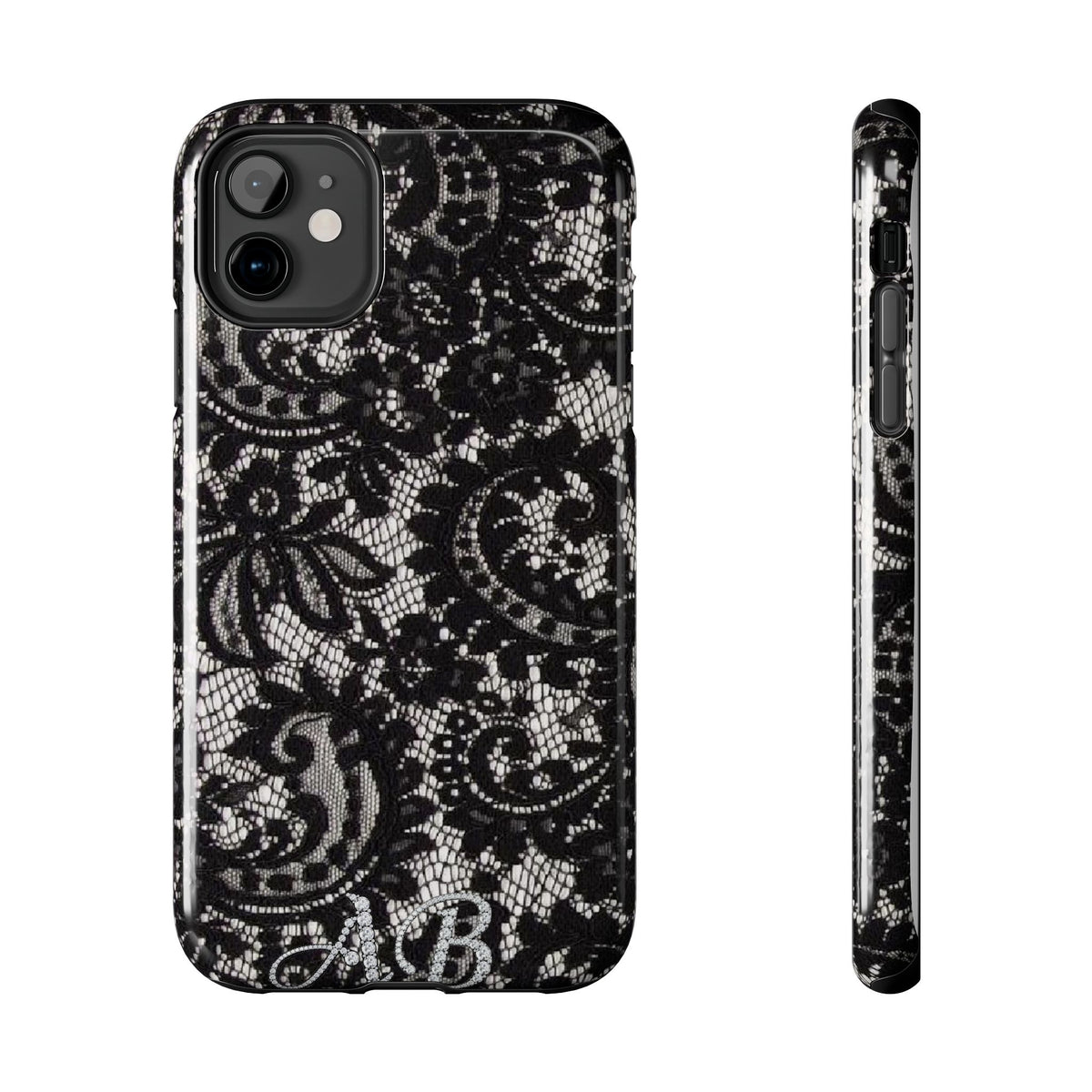 Hand-Bedazzled Initials Lace iPhone Case