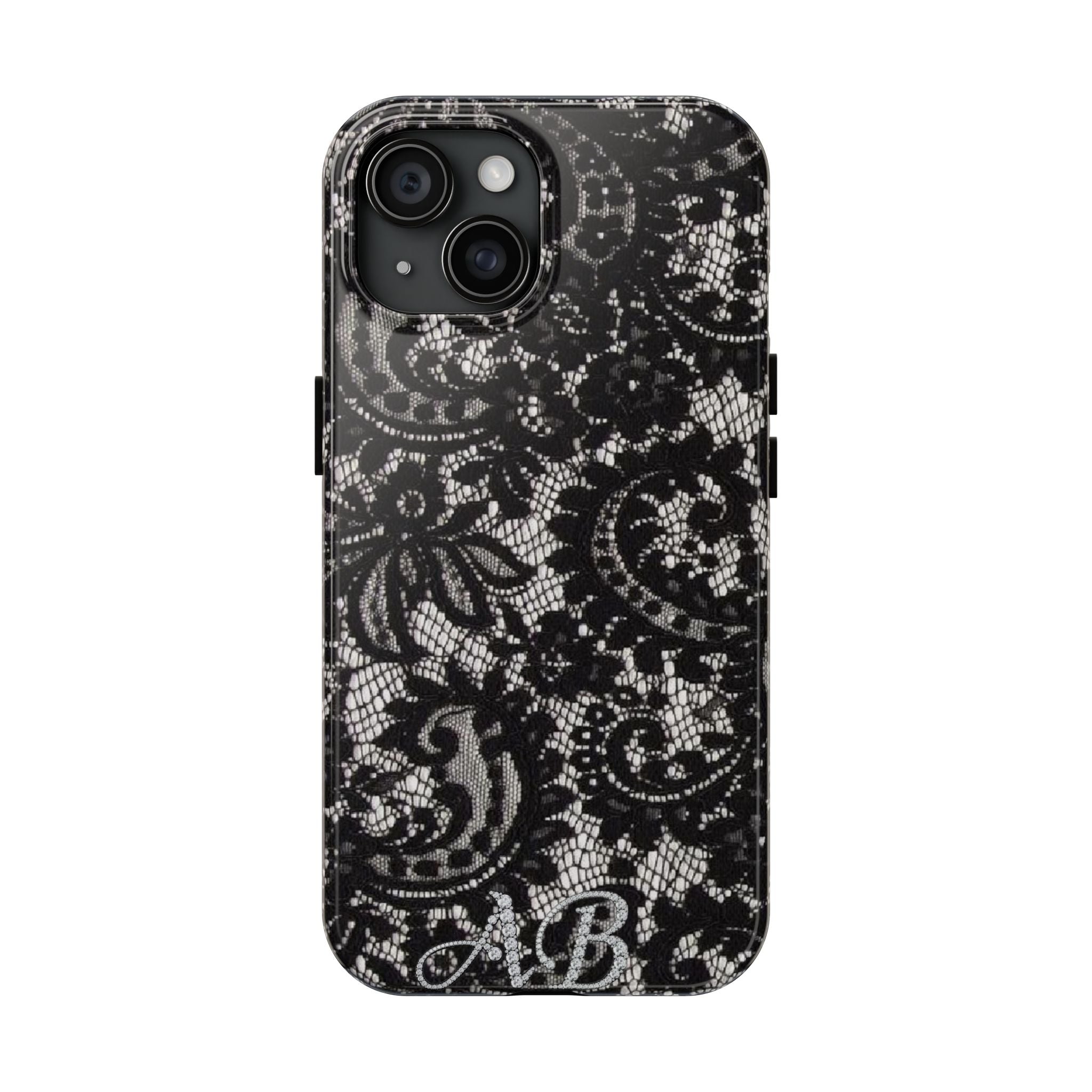 Hand-Bedazzled Initials Lace iPhone Case