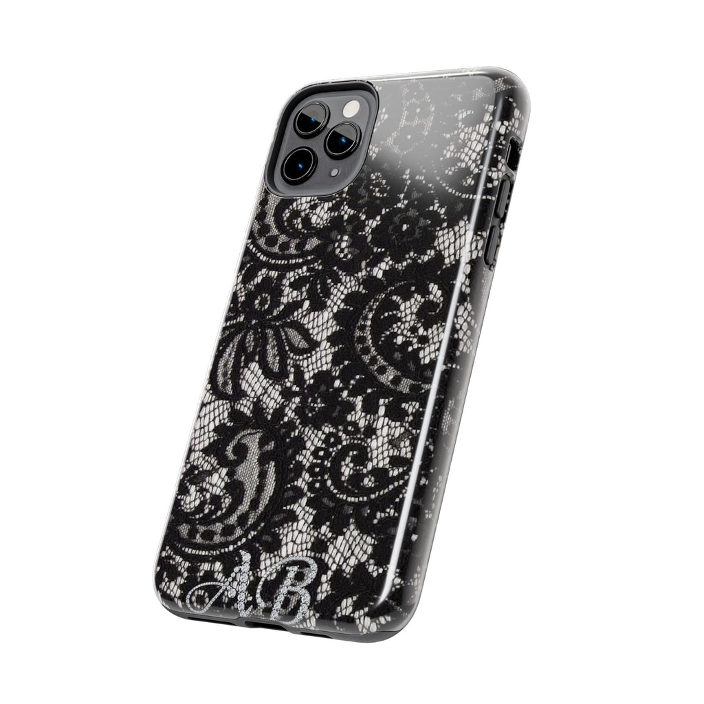 Hand-Bedazzled Initials Lace iPhone Case