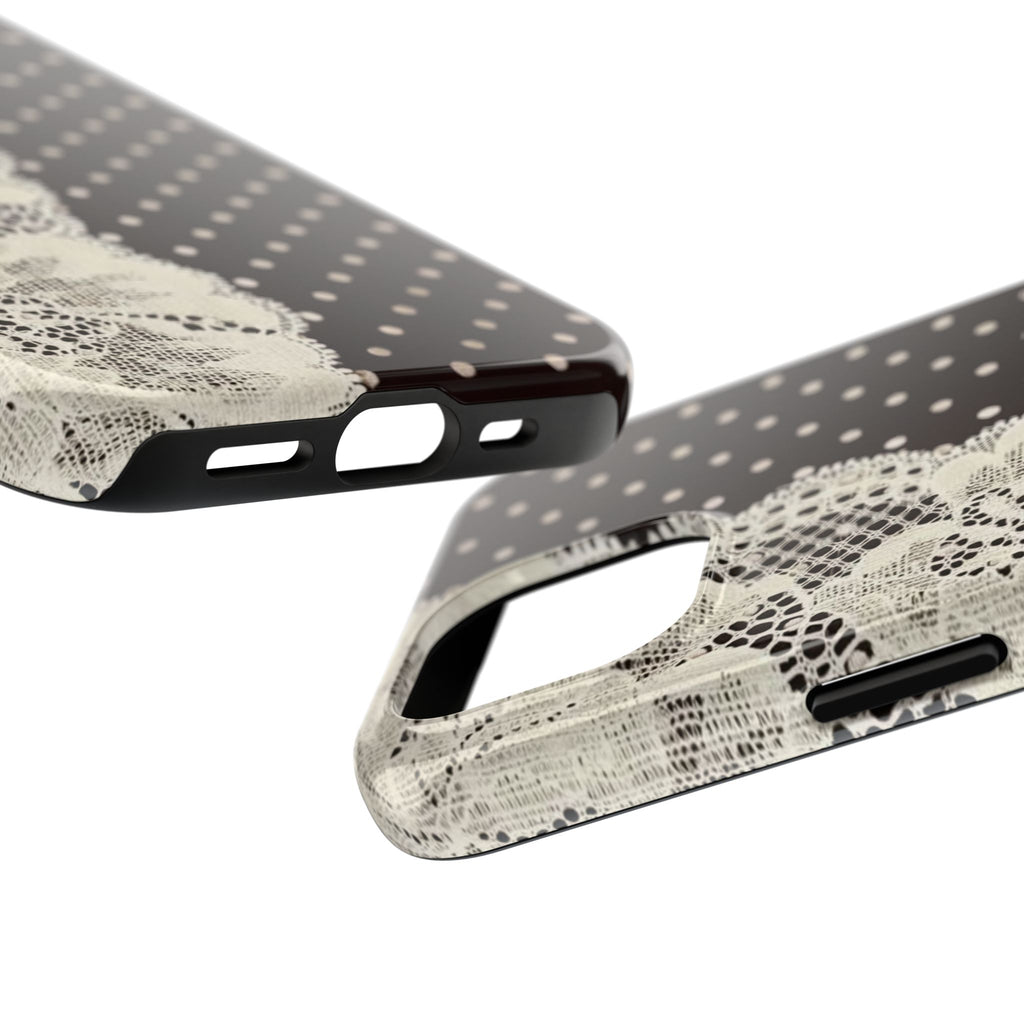 Brown Polka Dot Lace iPhone Case