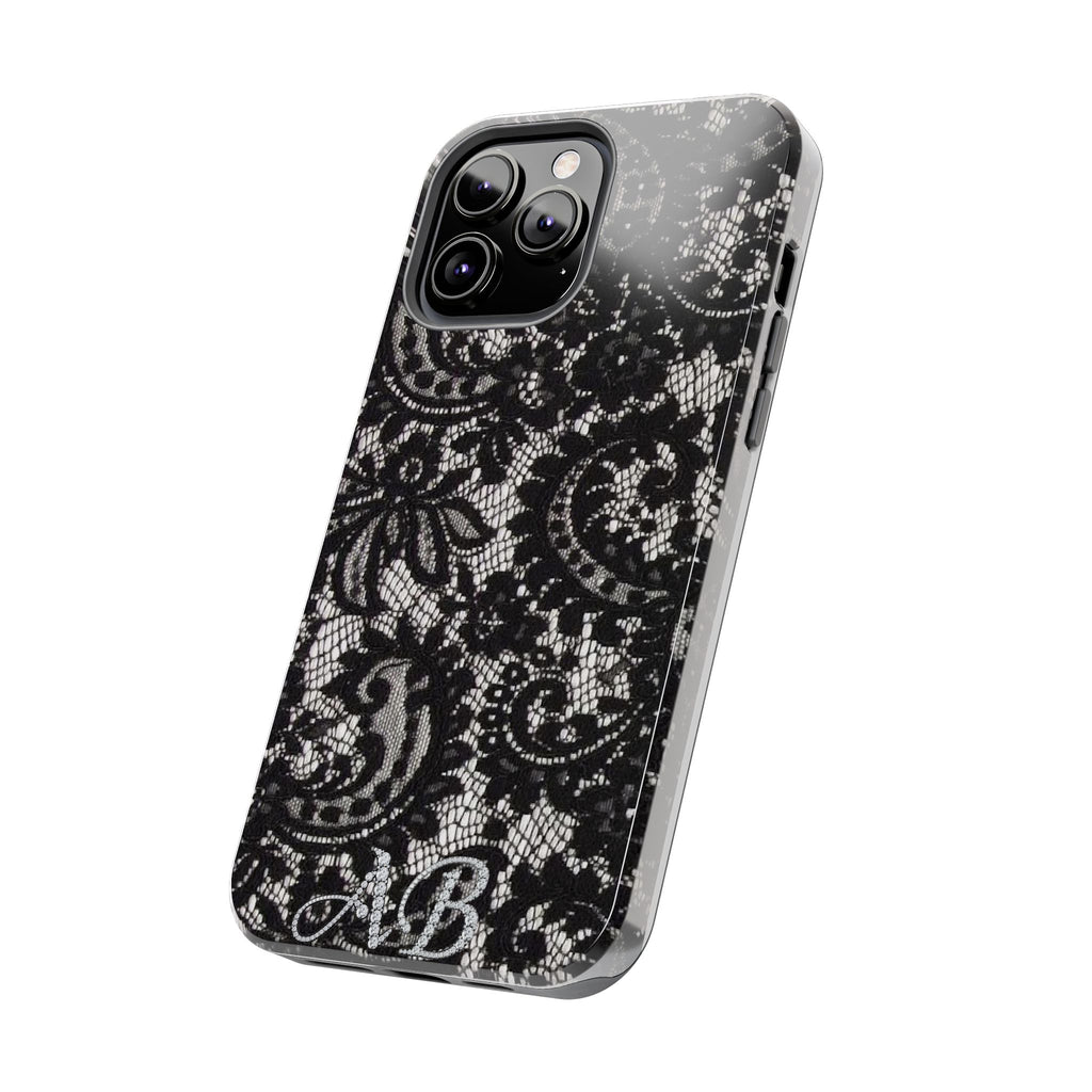 Hand-Bedazzled Initials Lace iPhone Case