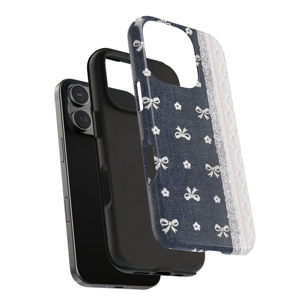 Denim Bow with Side Lace iPhone Case