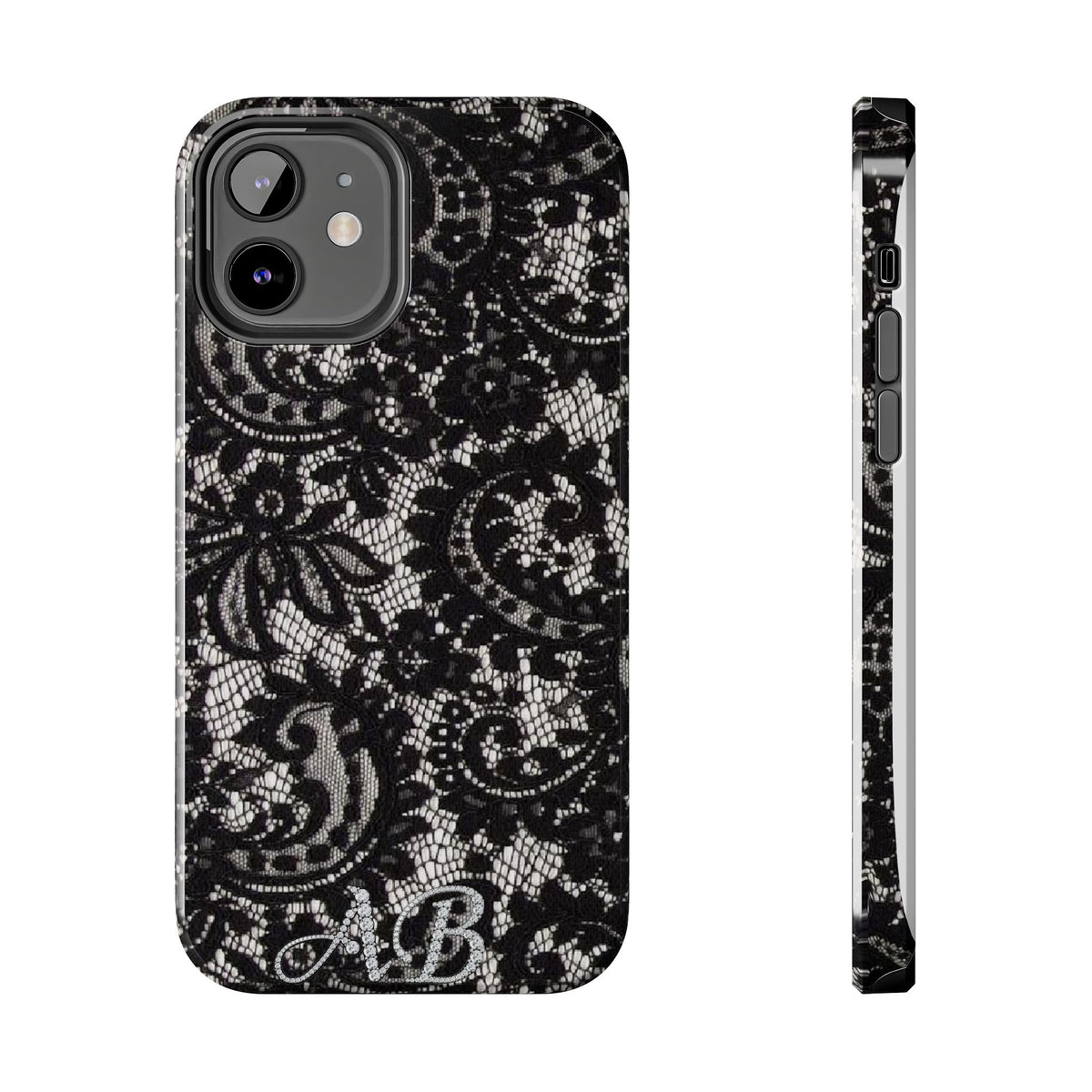 Hand-Bedazzled Initials Lace iPhone Case