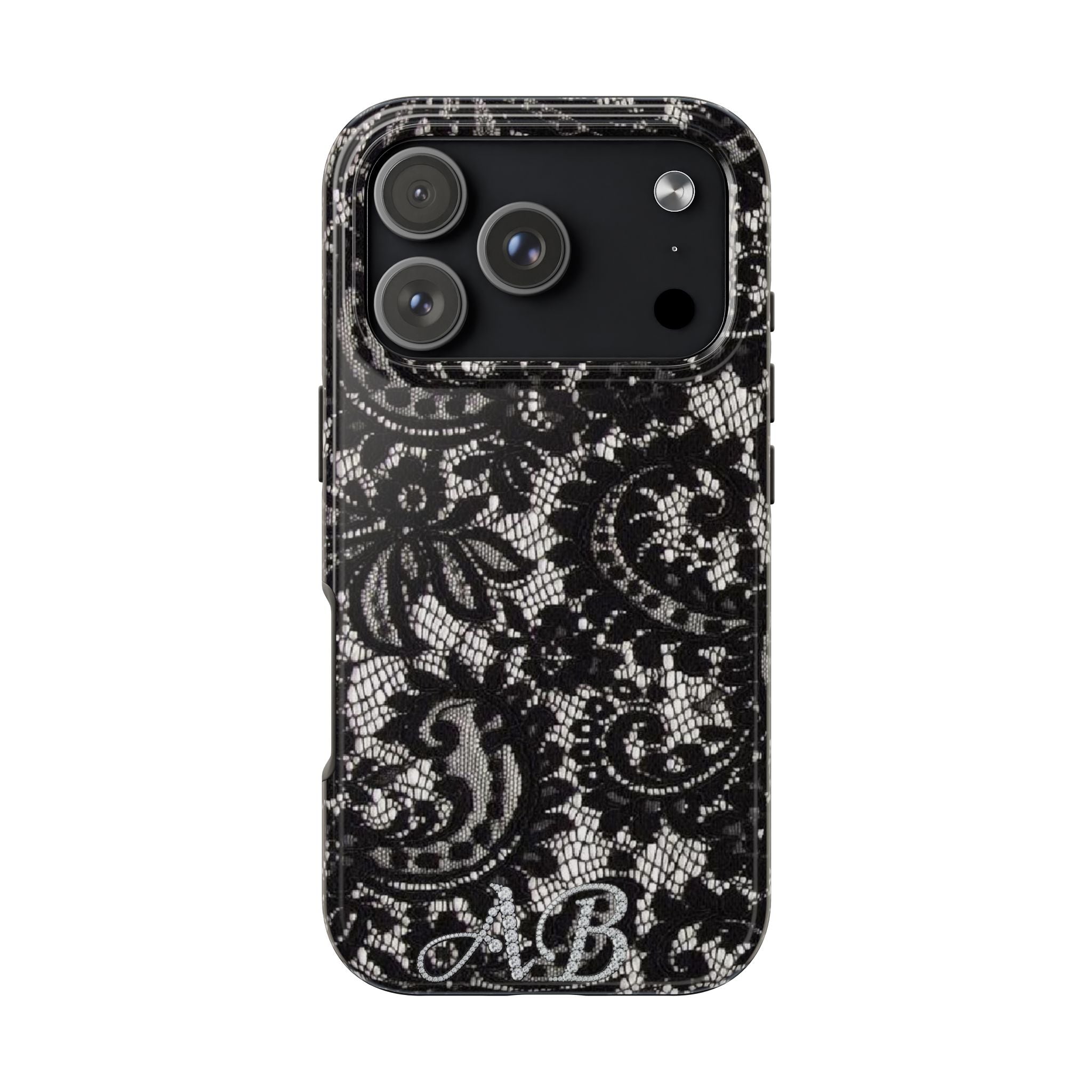 Hand-Bedazzled Initials Lace iPhone Case