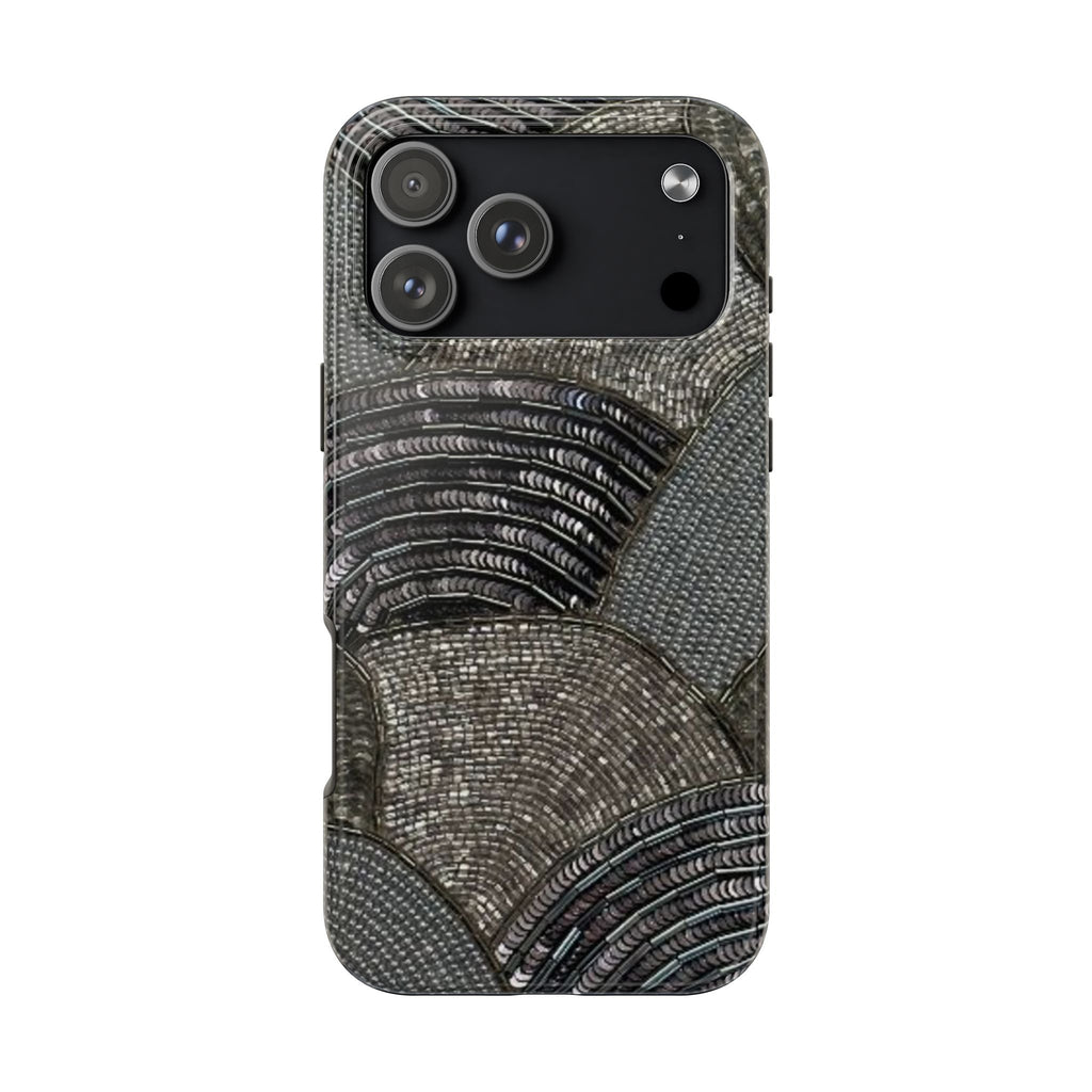 Hand‑Beaded Midnight Swirl iPhone Case