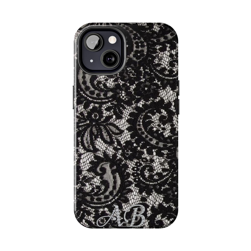 Hand-Bedazzled Initials Lace iPhone Case