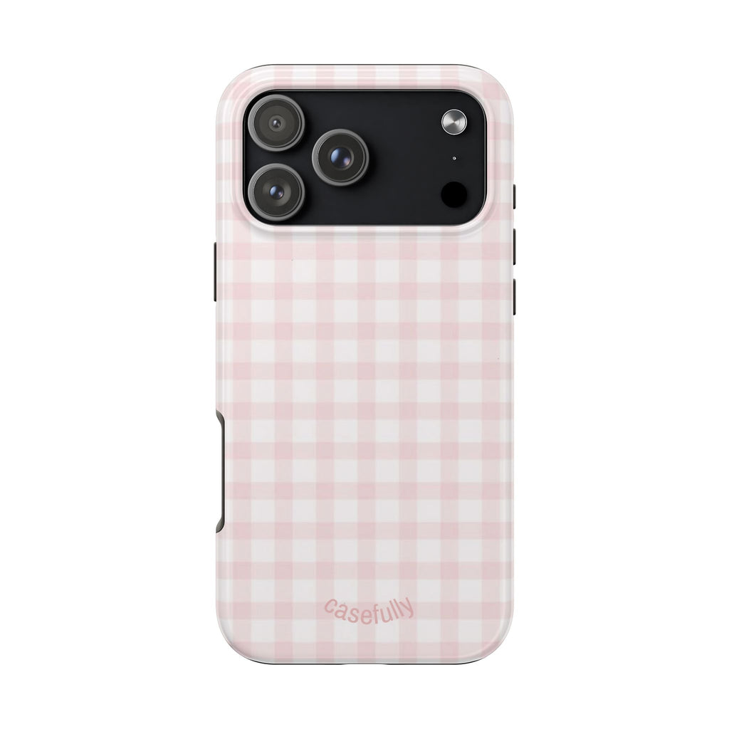 Pink and White Checkered iPhone Case
