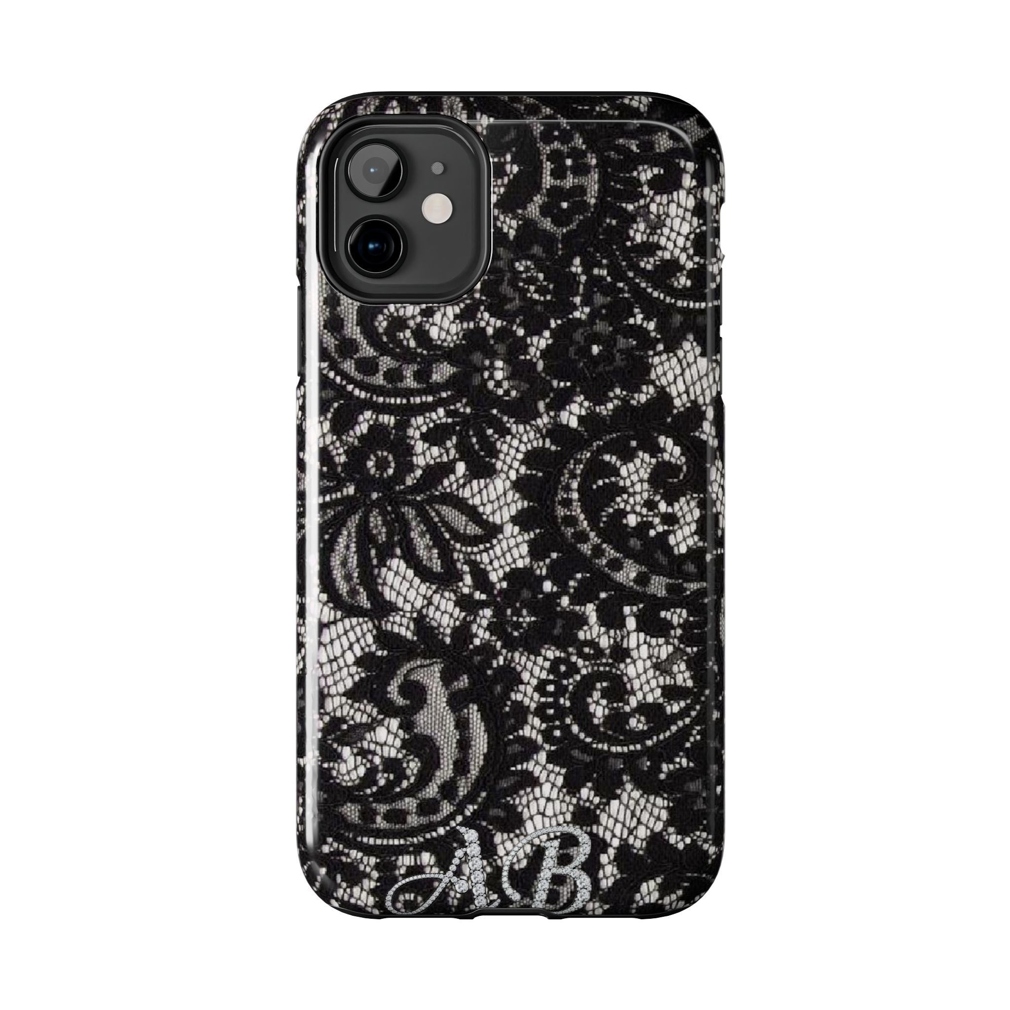 Hand-Bedazzled Initials Lace iPhone Case