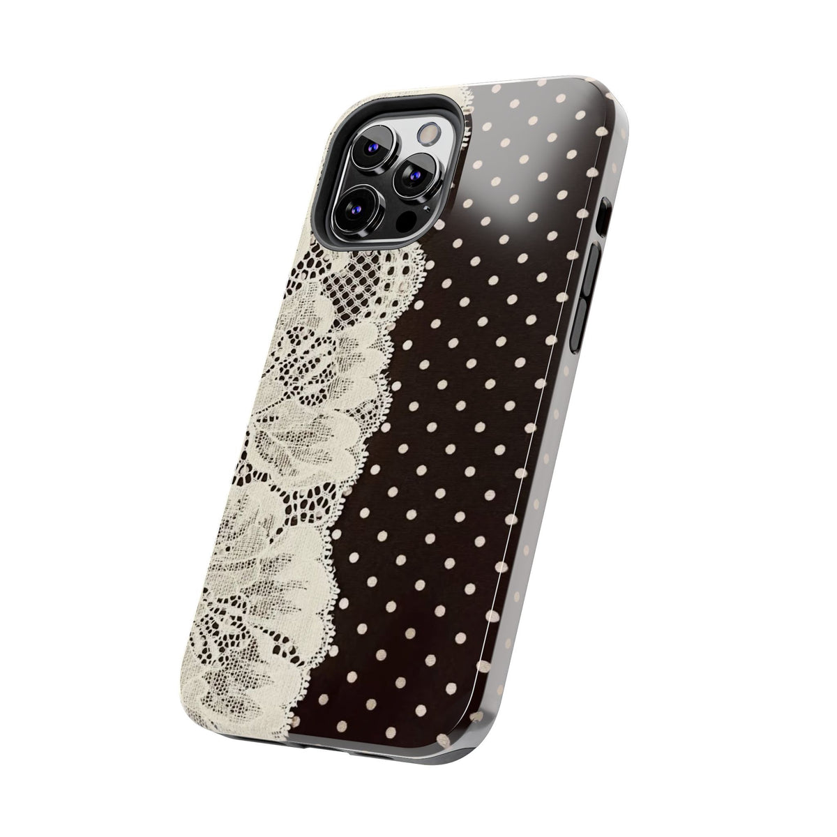 Brown Polka Dot Lace iPhone Case