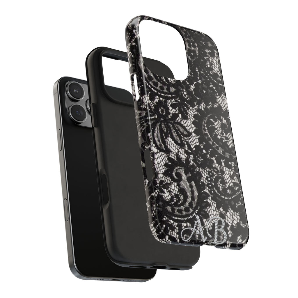 Hand-Bedazzled Initials Lace iPhone Case