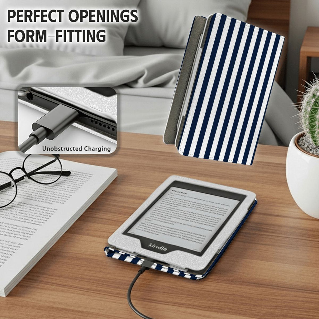 Blue Striped Custom Name Kindle Case 7"