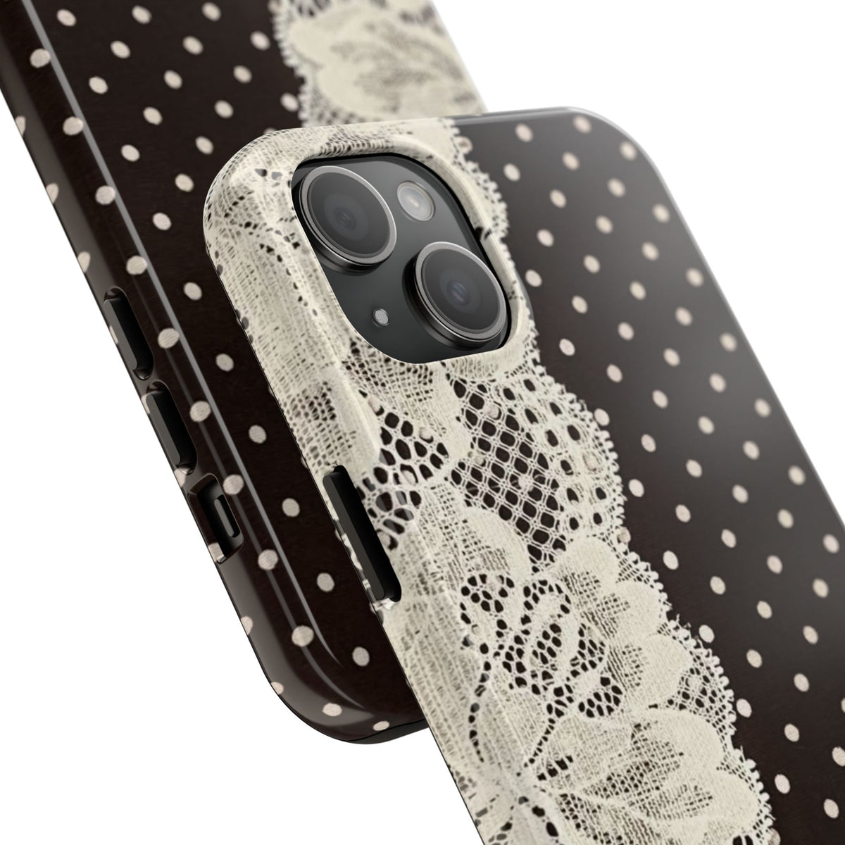 Brown Polka Dot Lace iPhone Case