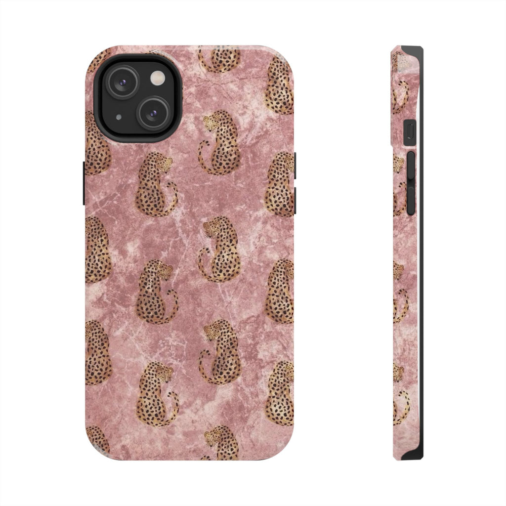 Pink Marble Leopard iPhone Case